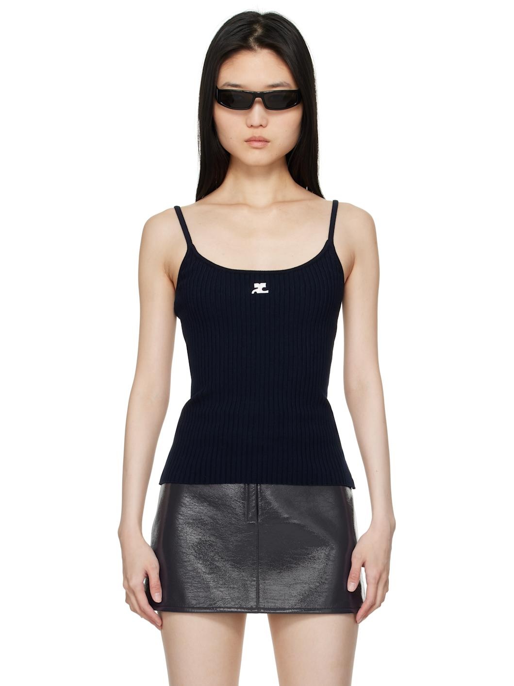 Navy Reedition Knit Tank Top - 1