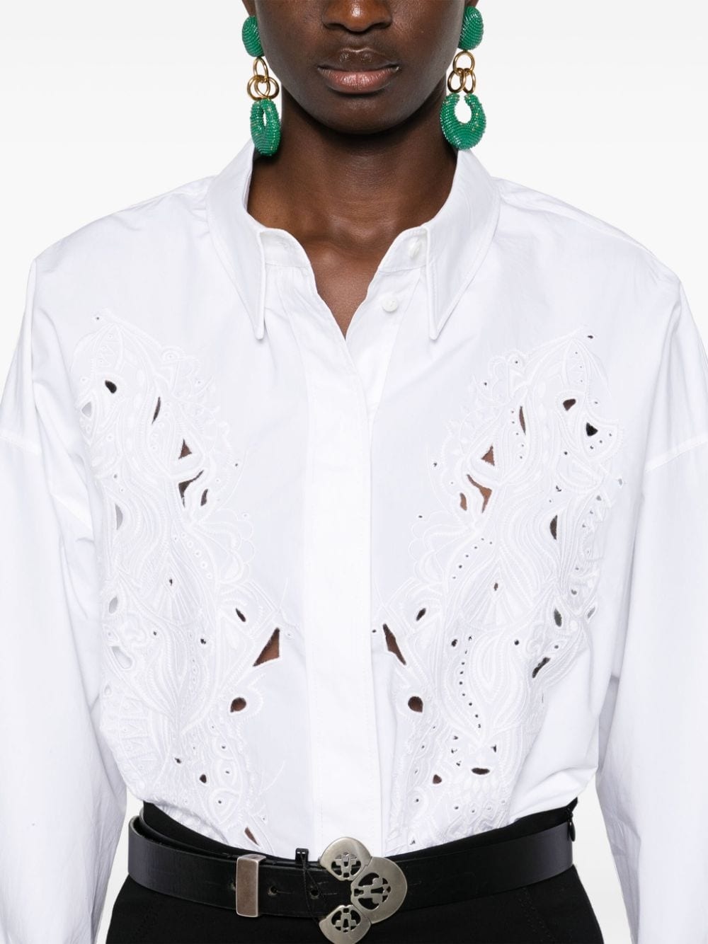 broderie-anglaise cotton shirt - 5