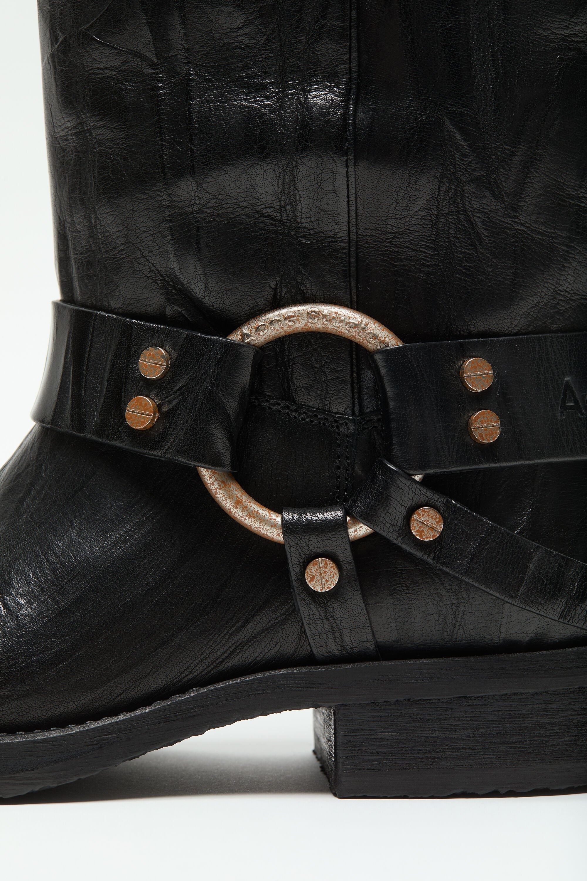 Leather buckle boots - Anthracite grey - 5