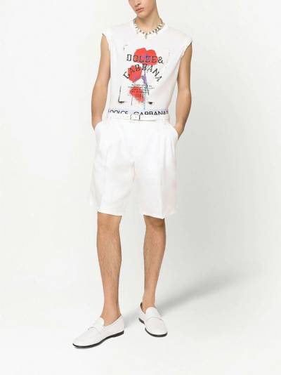 Dolce & Gabbana floral logo-print cotton T-shirt outlook