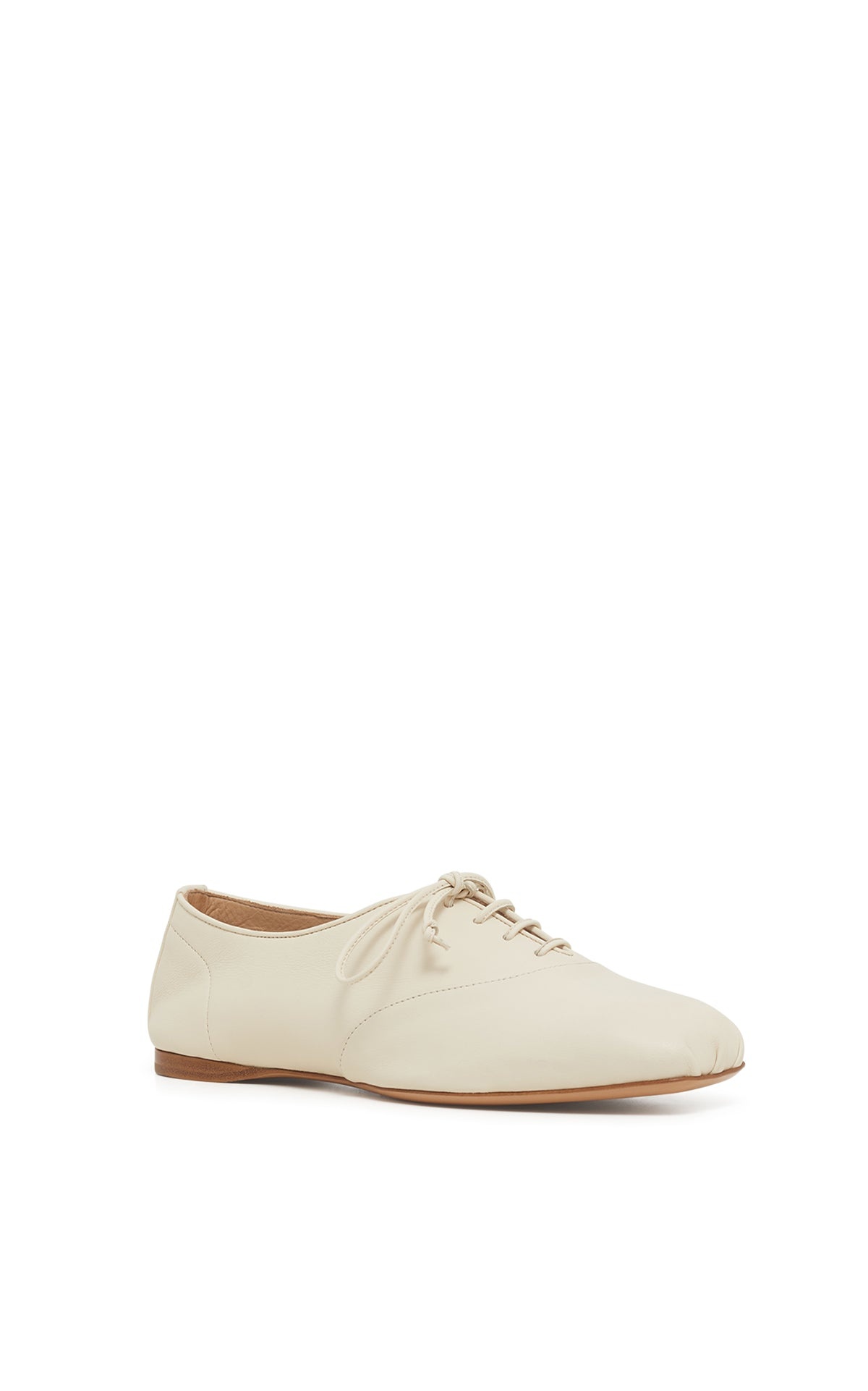Maya Oxford Flat Shoe in Ivory Nappa Leather - 2