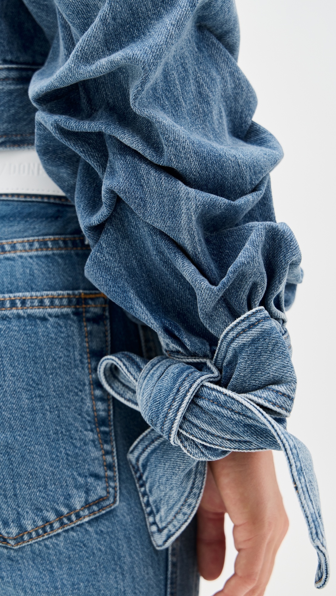 Tiff Denim Jacket with Bow Sleeve - 5