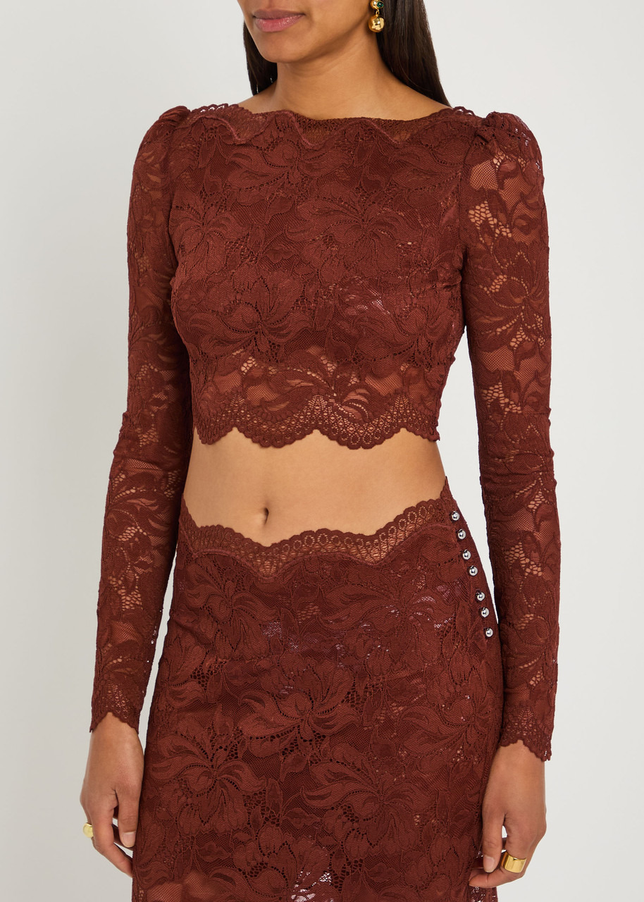 Rabanne Floral Stretch-guipure Lace Crop top - 2