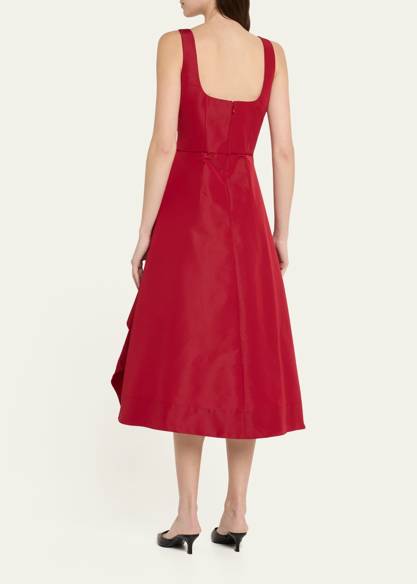 Scoop-Neck Asymmetric Midi Dress - 3
