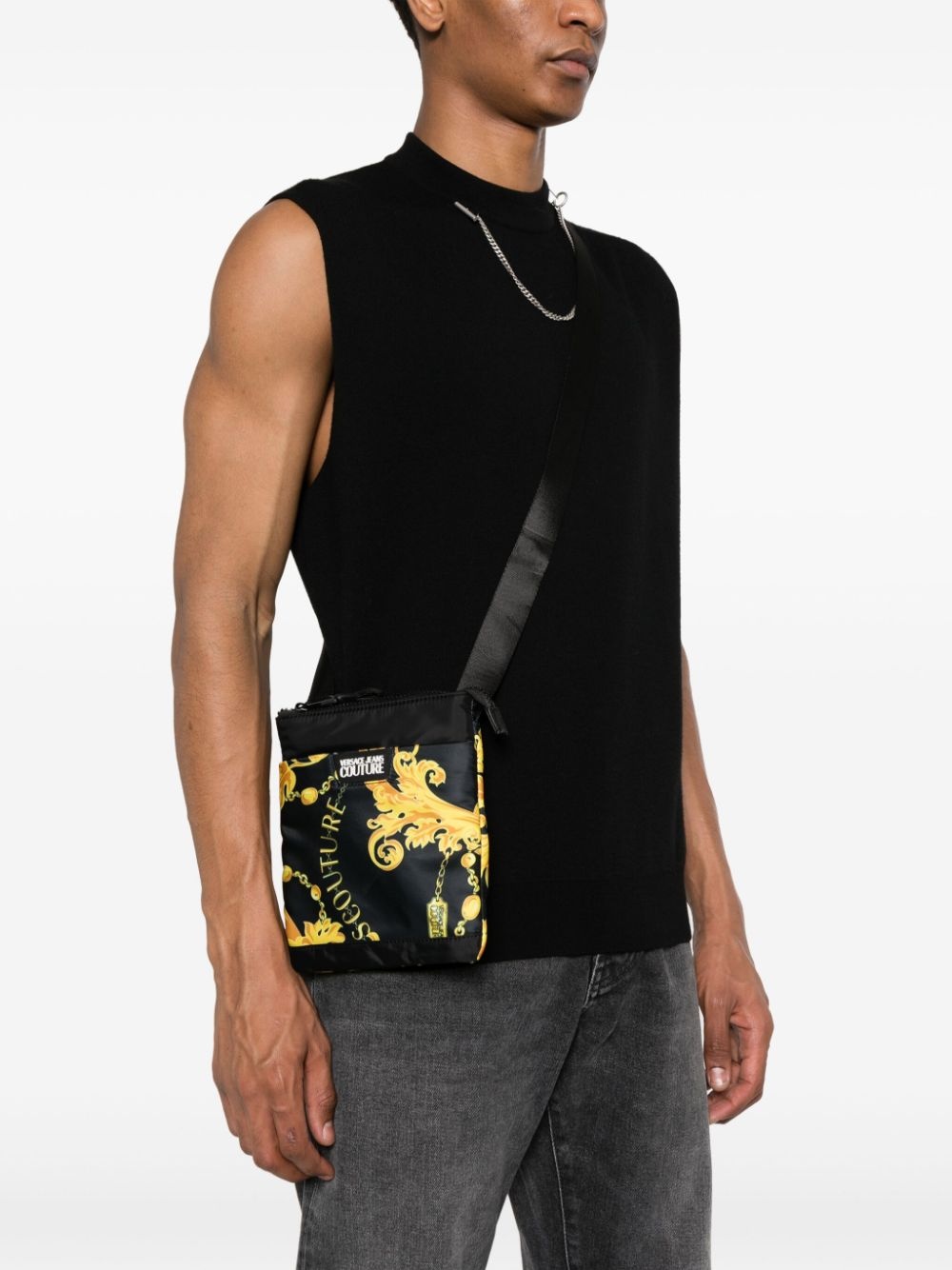 Chain Couture-print messenger bag - 2