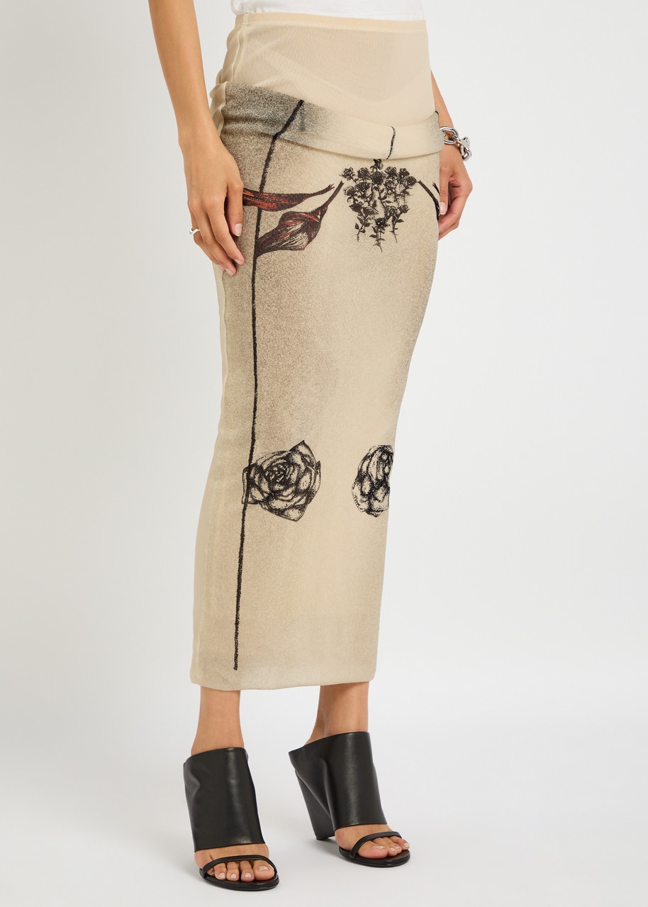 Jean Paul Gaultier Printed Sheer Stretch-tulle Midi Skirt - 2