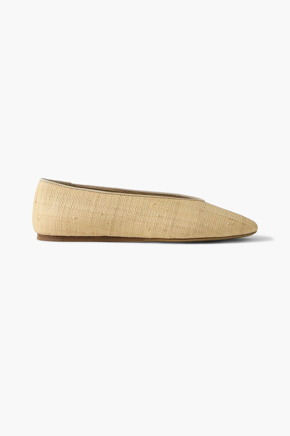 Regency grosgrain-trimmed raffia ballet flats - 1