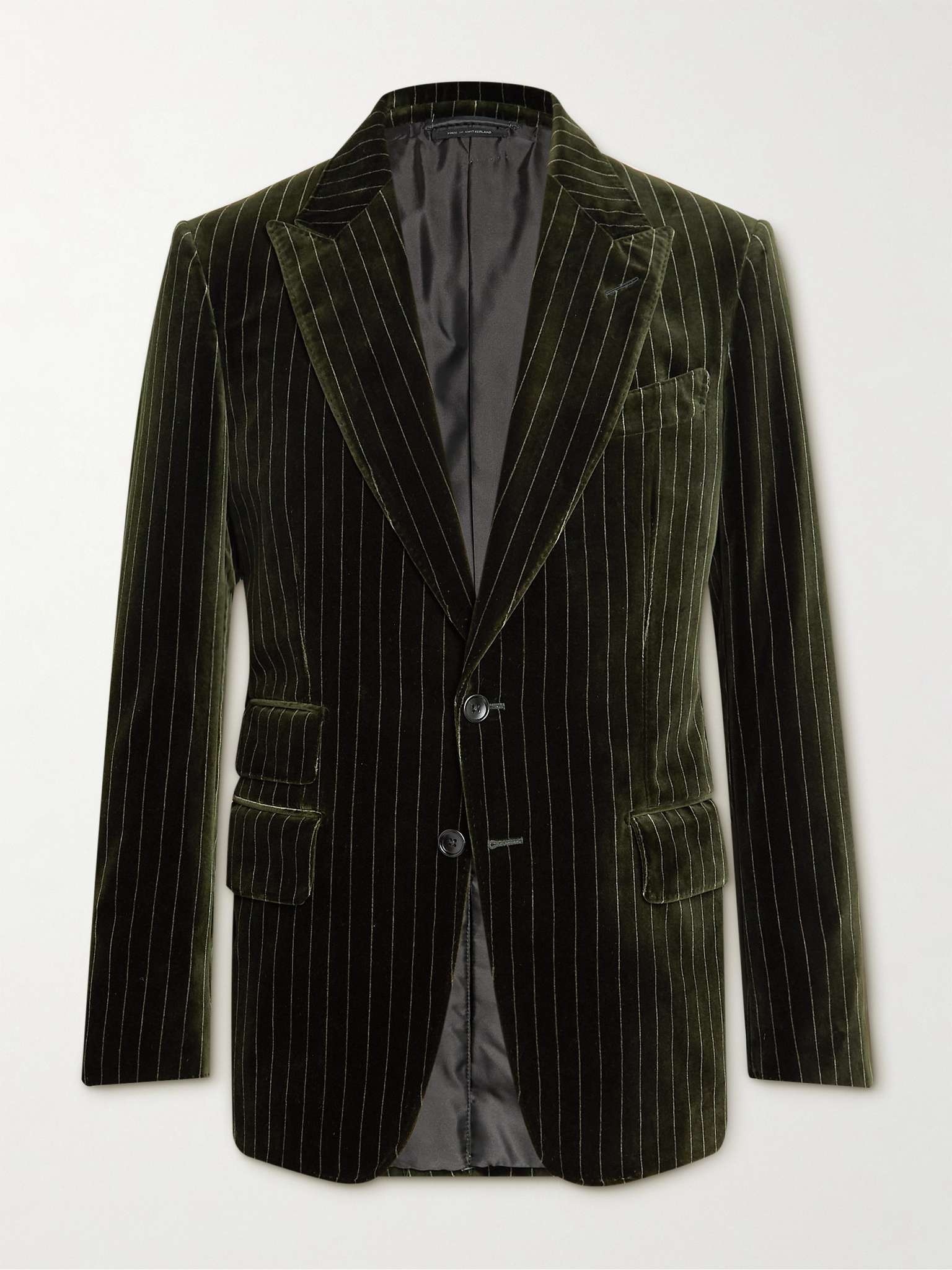 Shelton Slim-Fit Pinstriped Cotton-Velvet Suit Jacket - 1