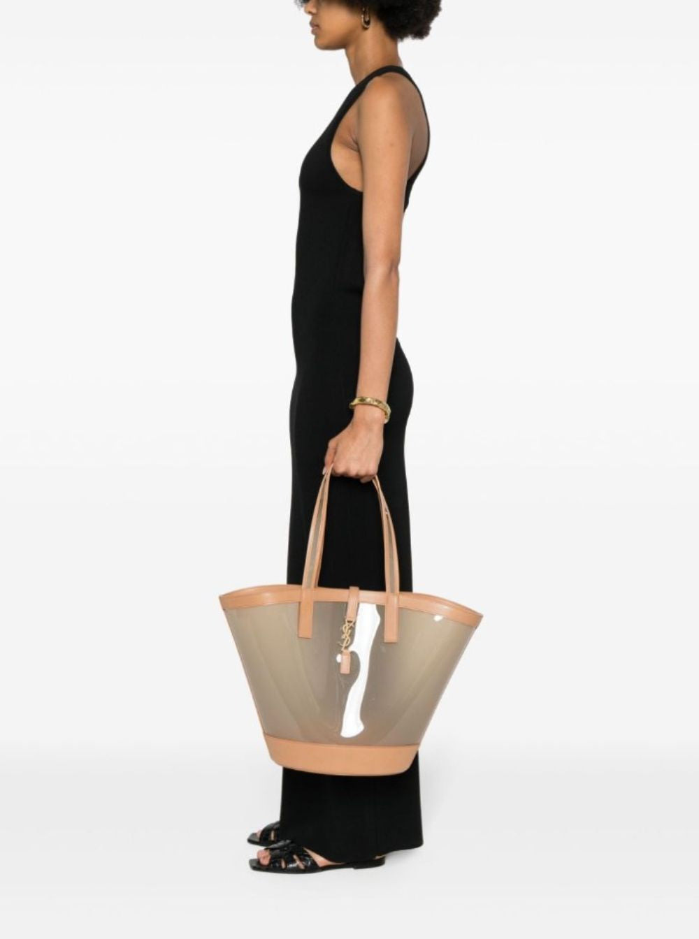 Saint Laurent Women 'Panier Medium' Beige Tote Bag With Cassandre In Vinyl And Leather Woman - 5