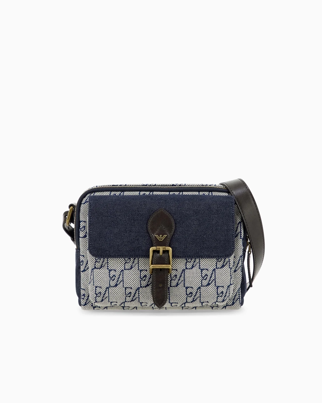 CROSSBODY BAG IN COTTON WITH MONOGRAM PATTERN AND BUCKLE - 1