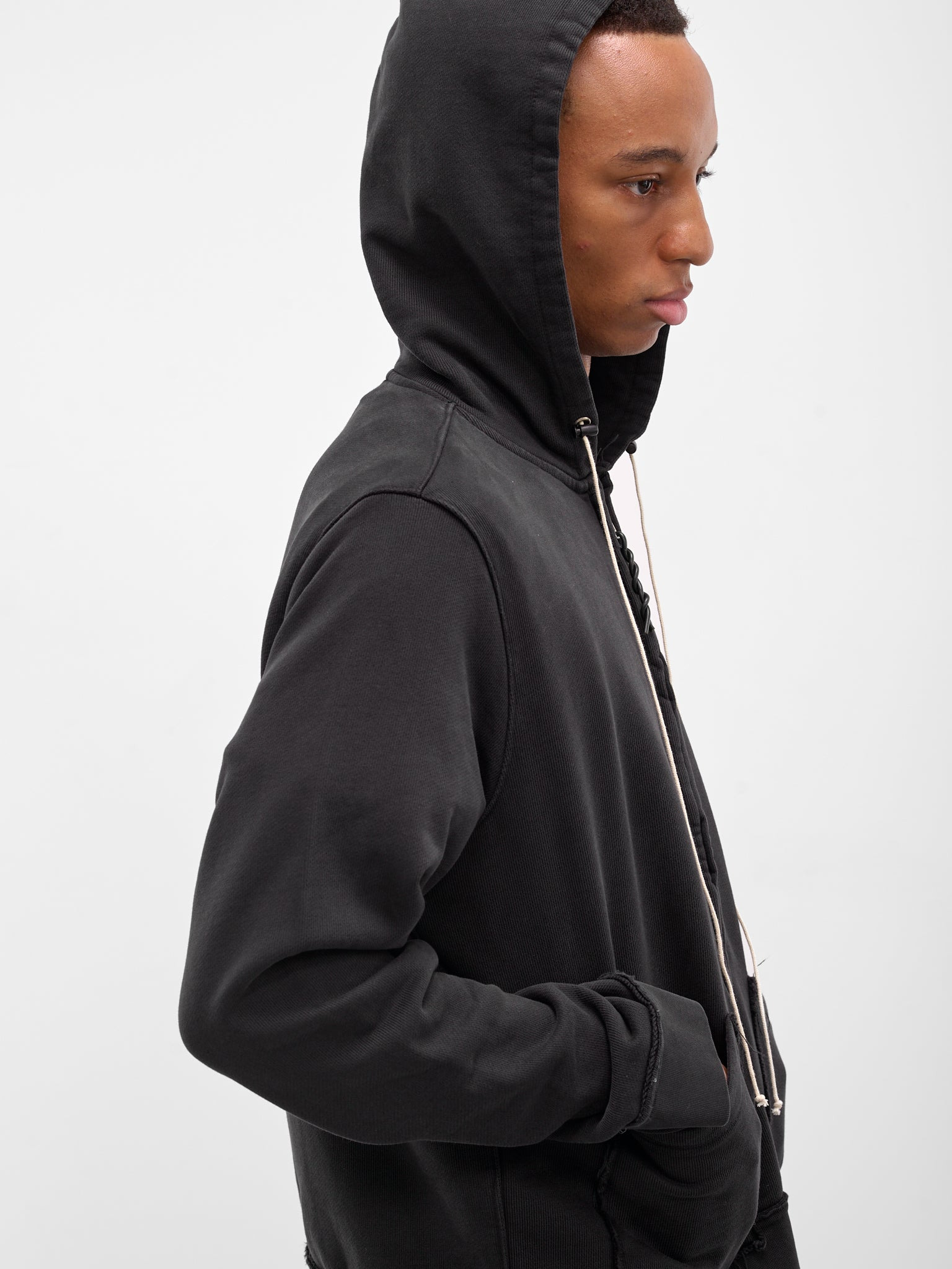 Black Oversized Deconstructed Zip Hoodie - 4