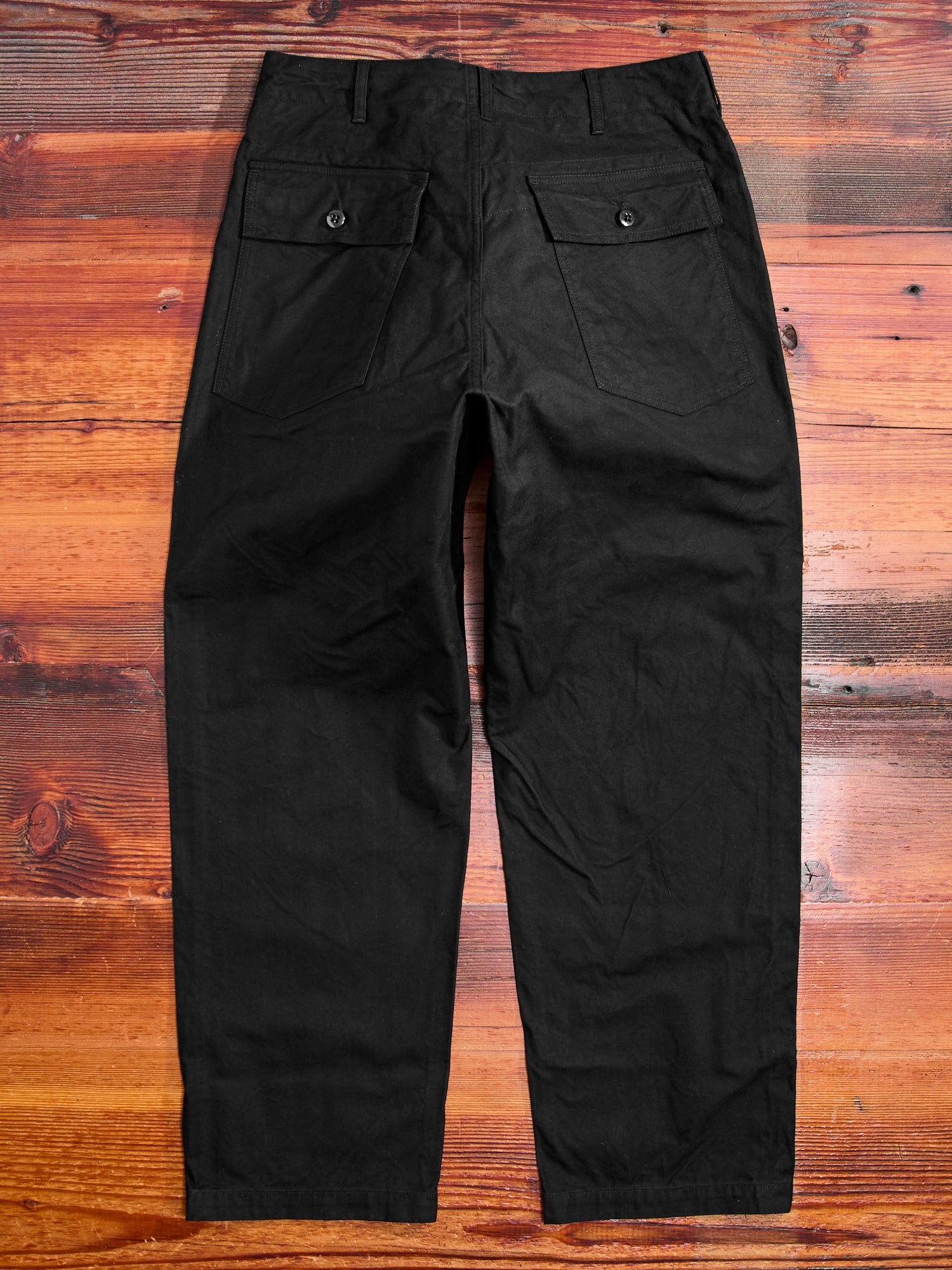 Brushed Herringbone Fatigue Pants in Black - 10