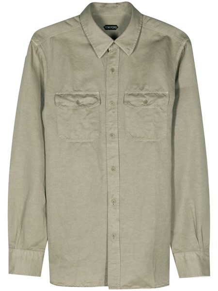 long-sleeved linen blend shirt - 1