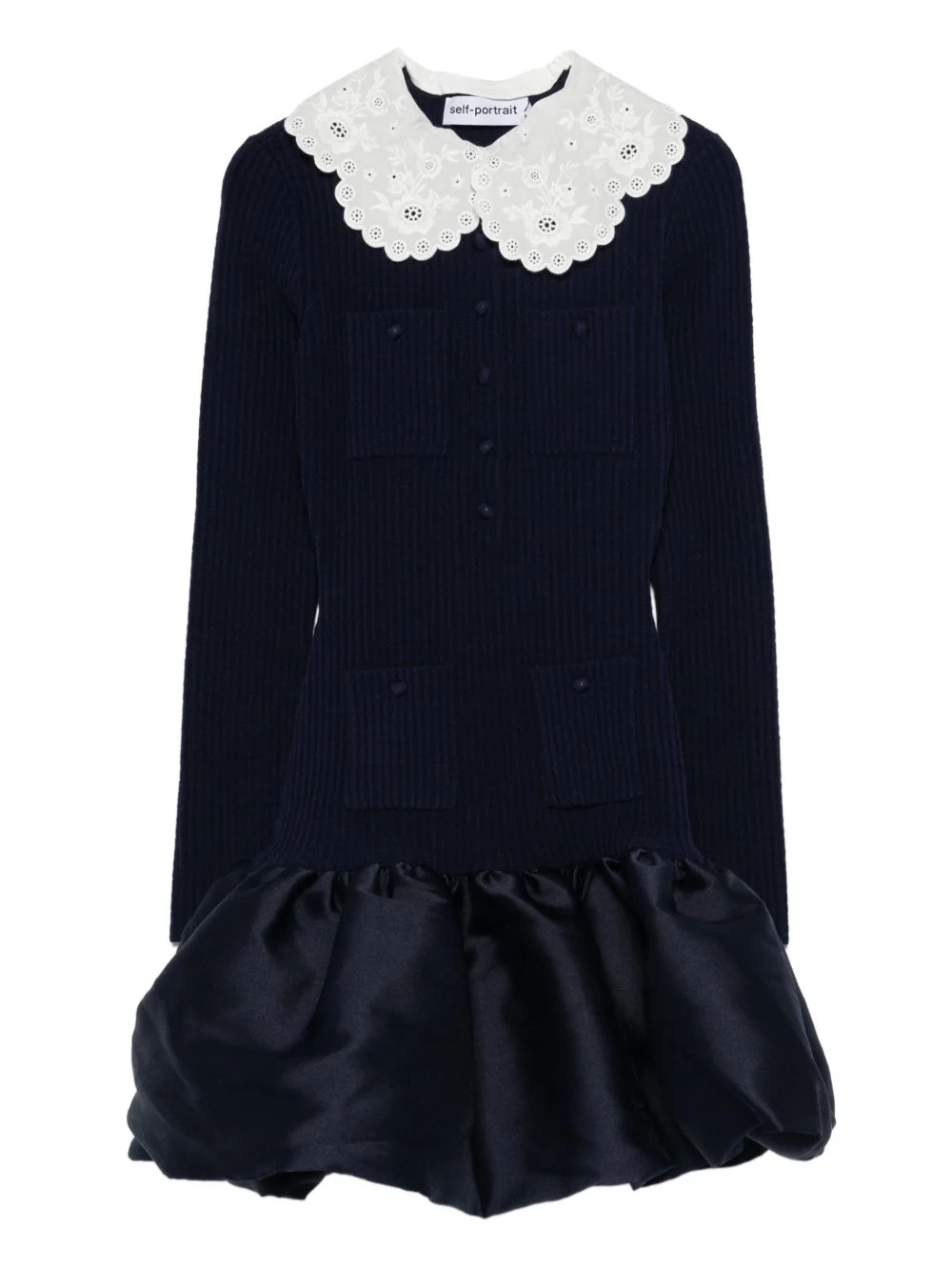 scalloped collar pocket mini dress - 1