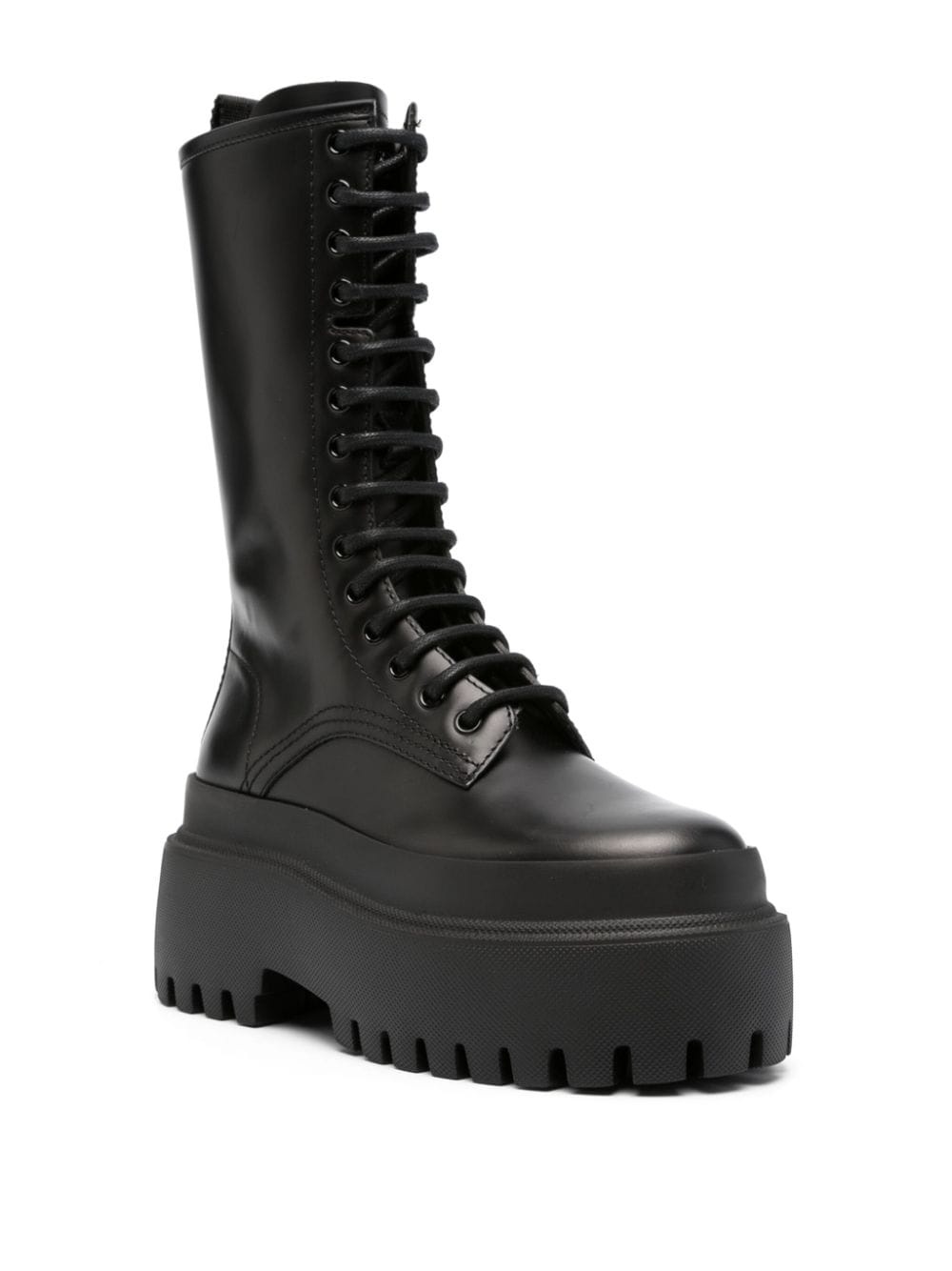 platform leather combat boots - 2