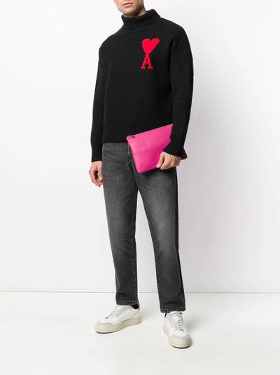 AMI Paris zip-up logo-stamp clutch outlook