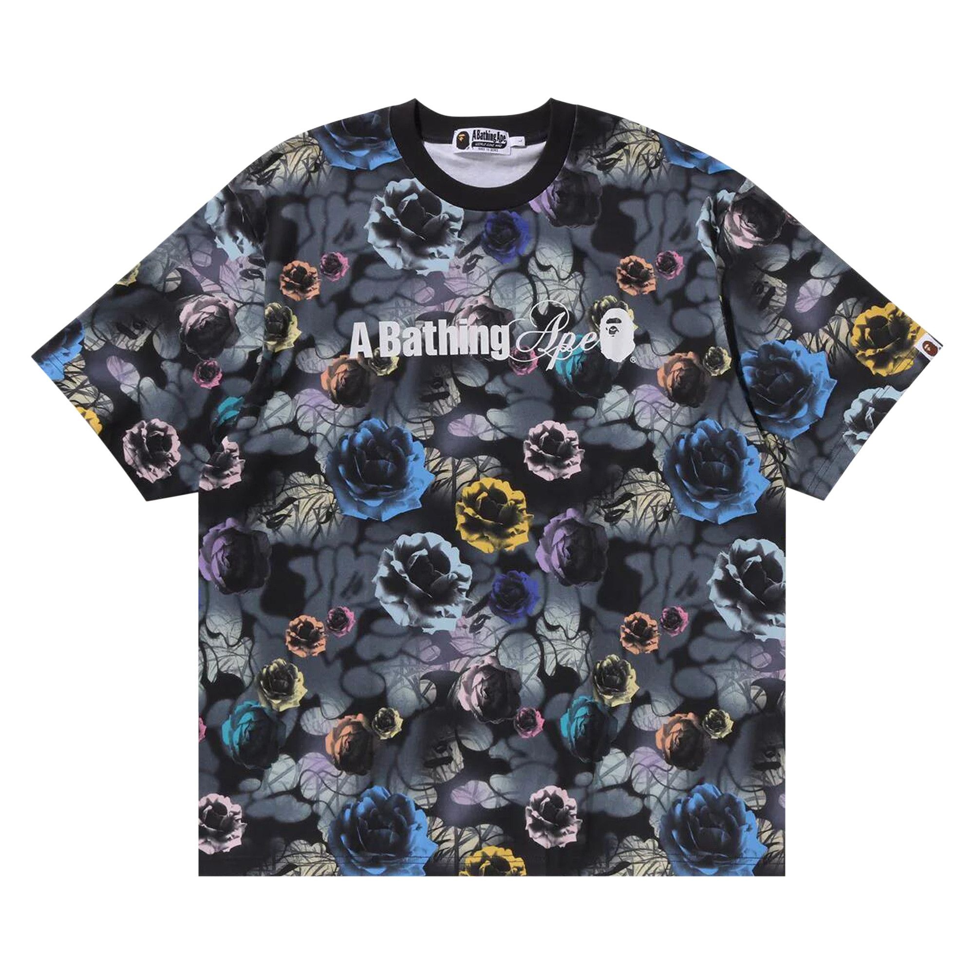 BAPE Floral Camo Logo Relaxed Fit Tee 'Black' - 1
