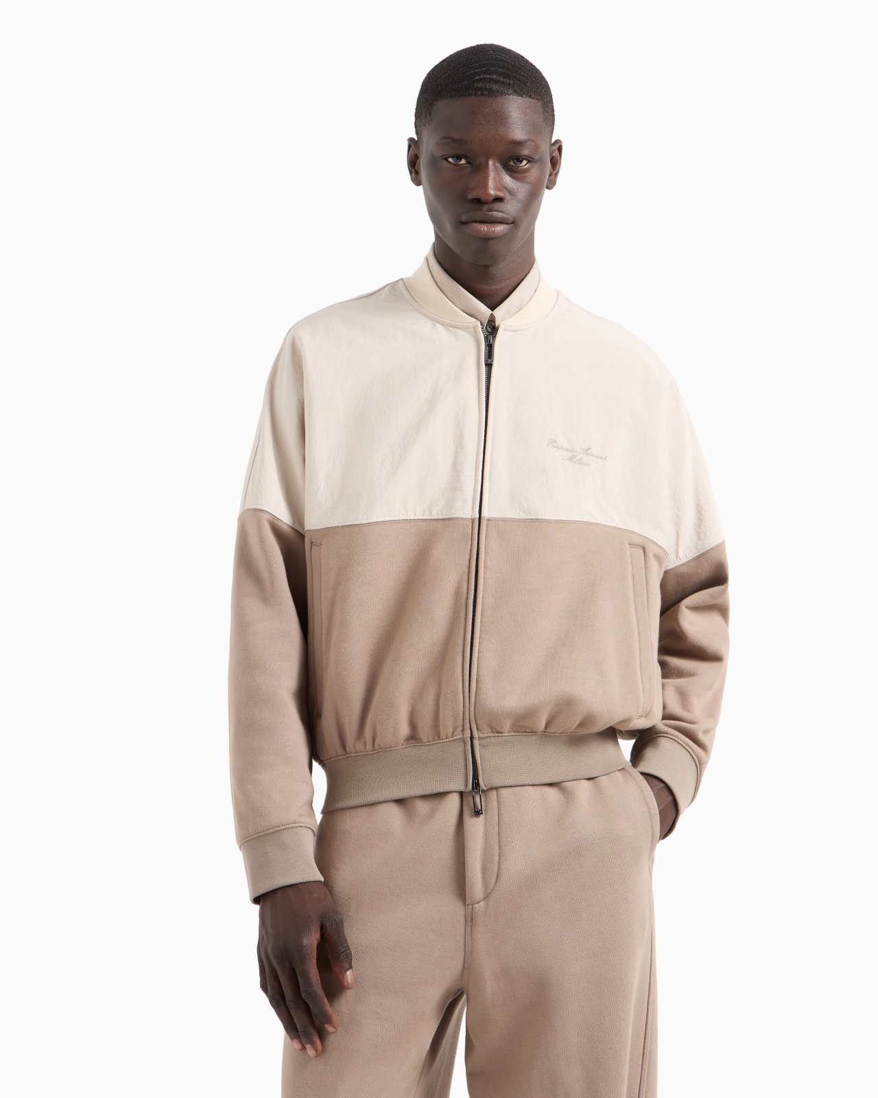 ZIP-UP SWEATSHIRT IN NYLON AND FRENCH TERRY JERSEY WITH LOGO EMBROIDERY - 2
