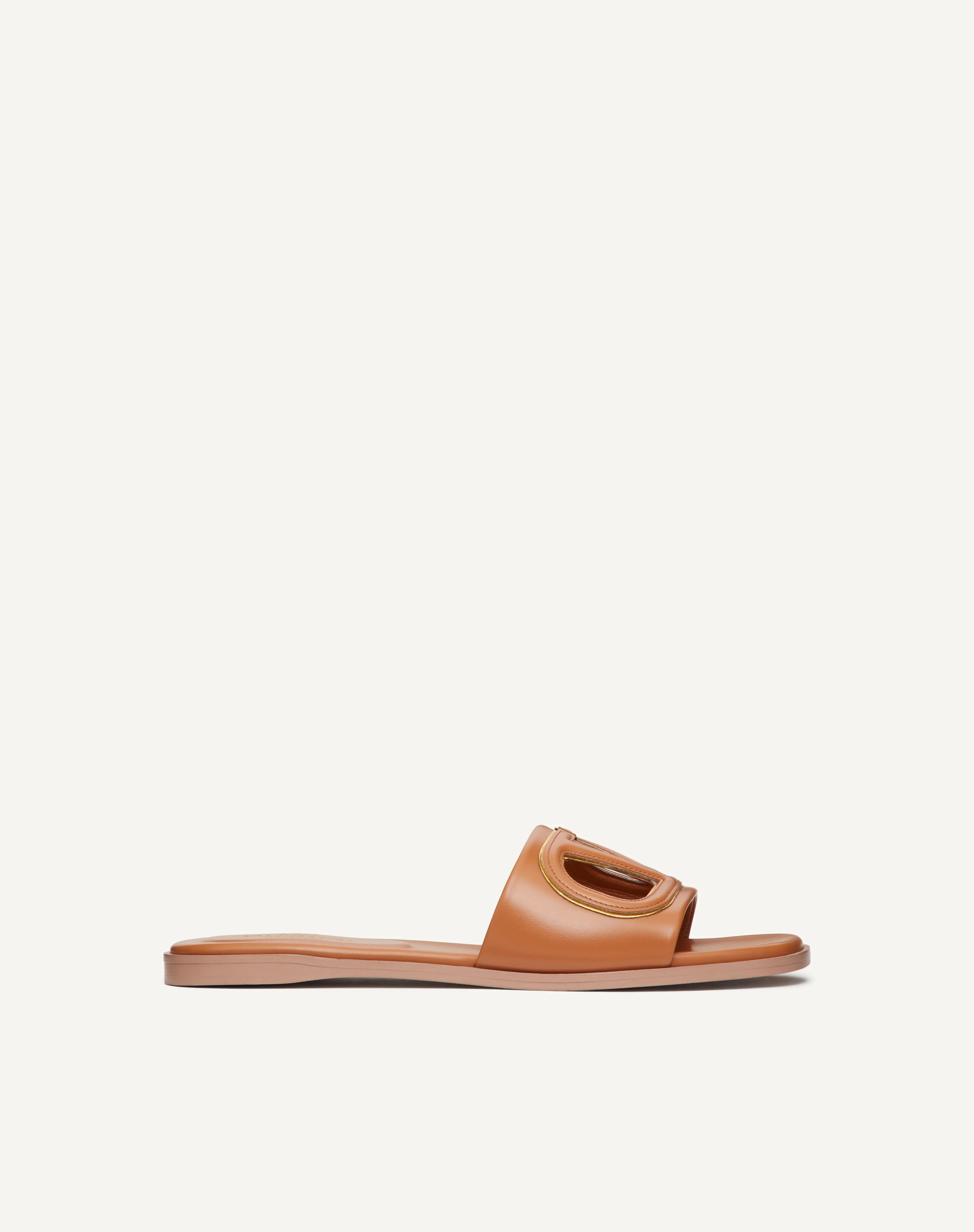VLOGO CUT-OUT CALFSKIN SLIDE SANDAL - 1