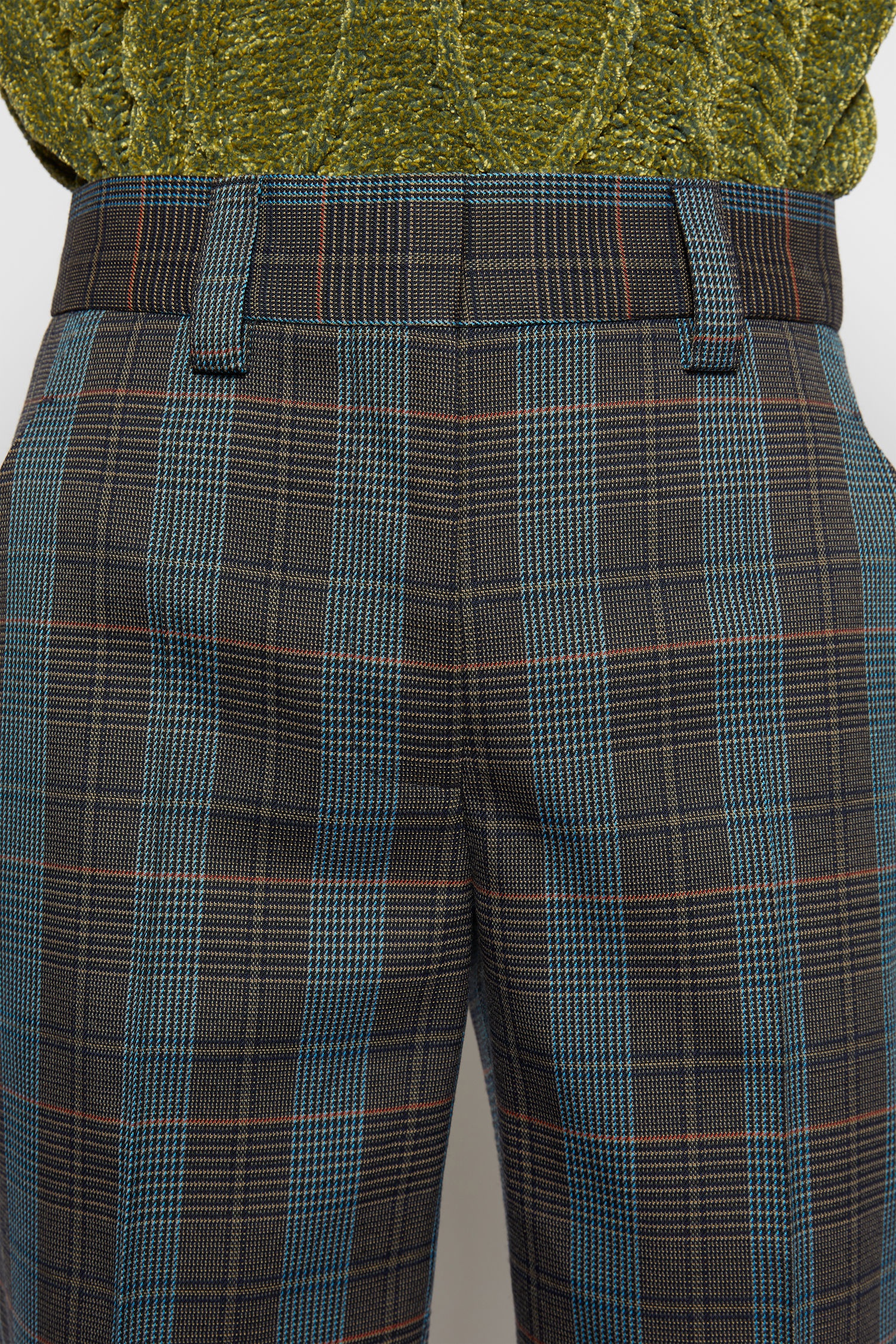 Tapered checked trousers blue/orange - 6