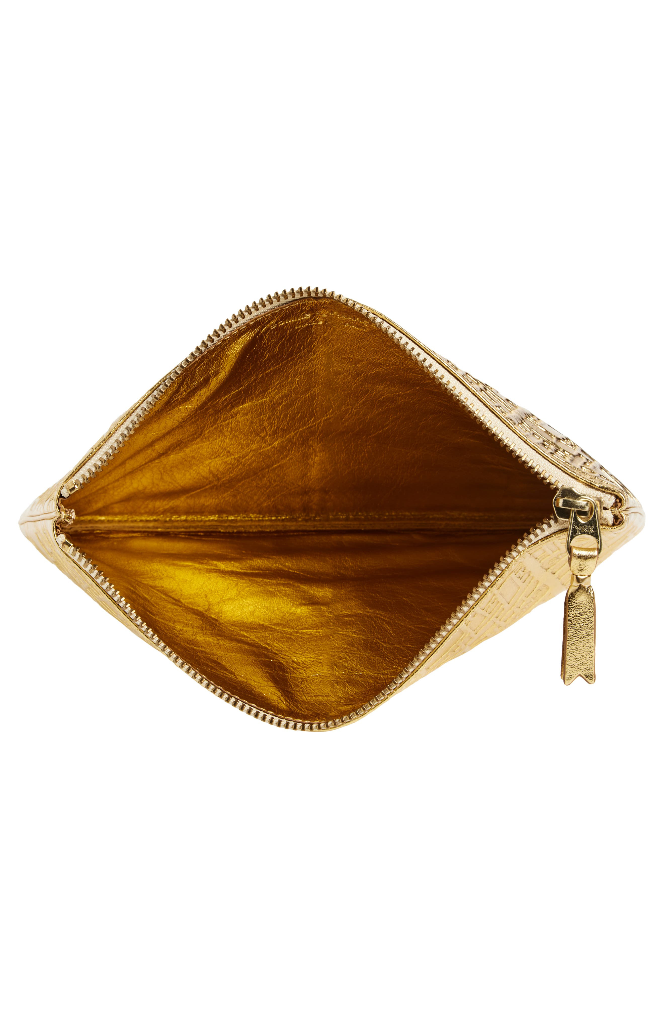 Comme des Garçons Wallets Embossed Logo Leather Pouch in Gold at Nordstrom - 3