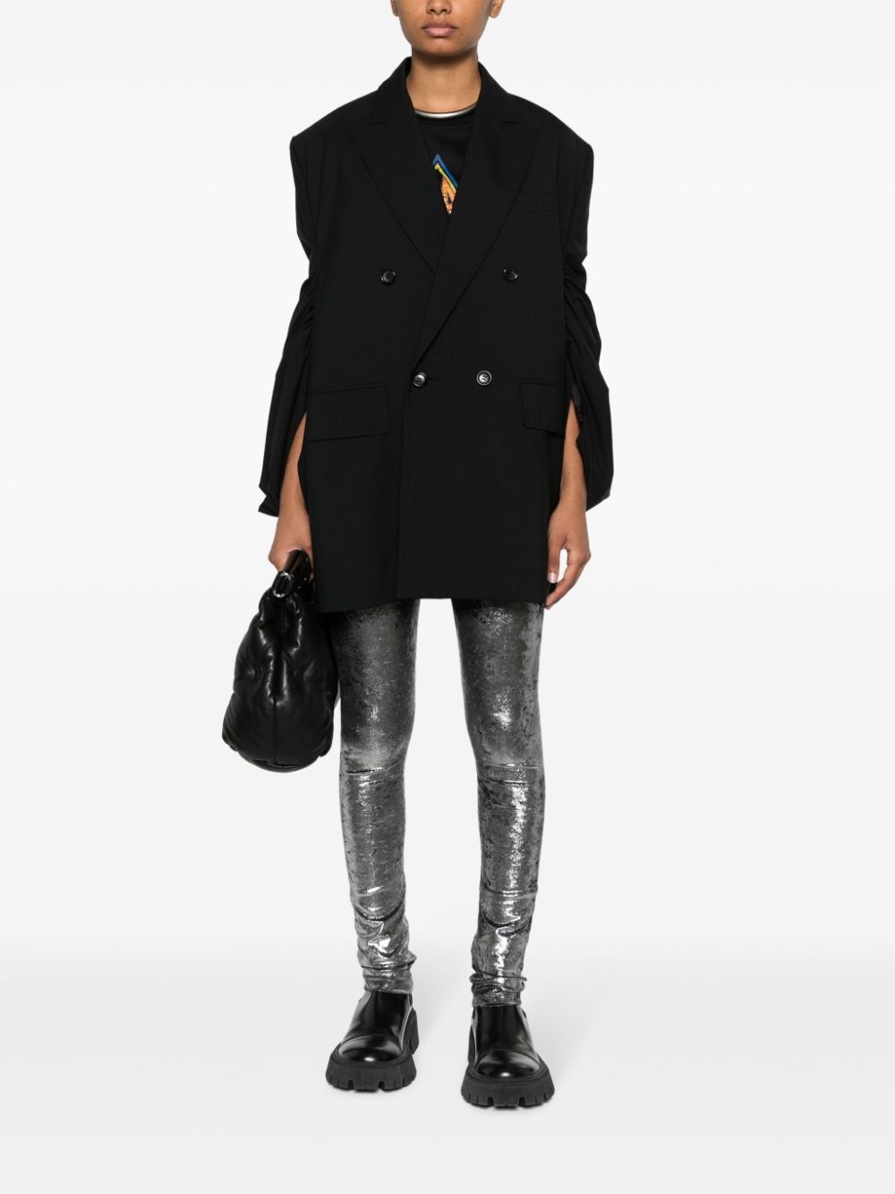 metallic-effect high-waist leggings - 2