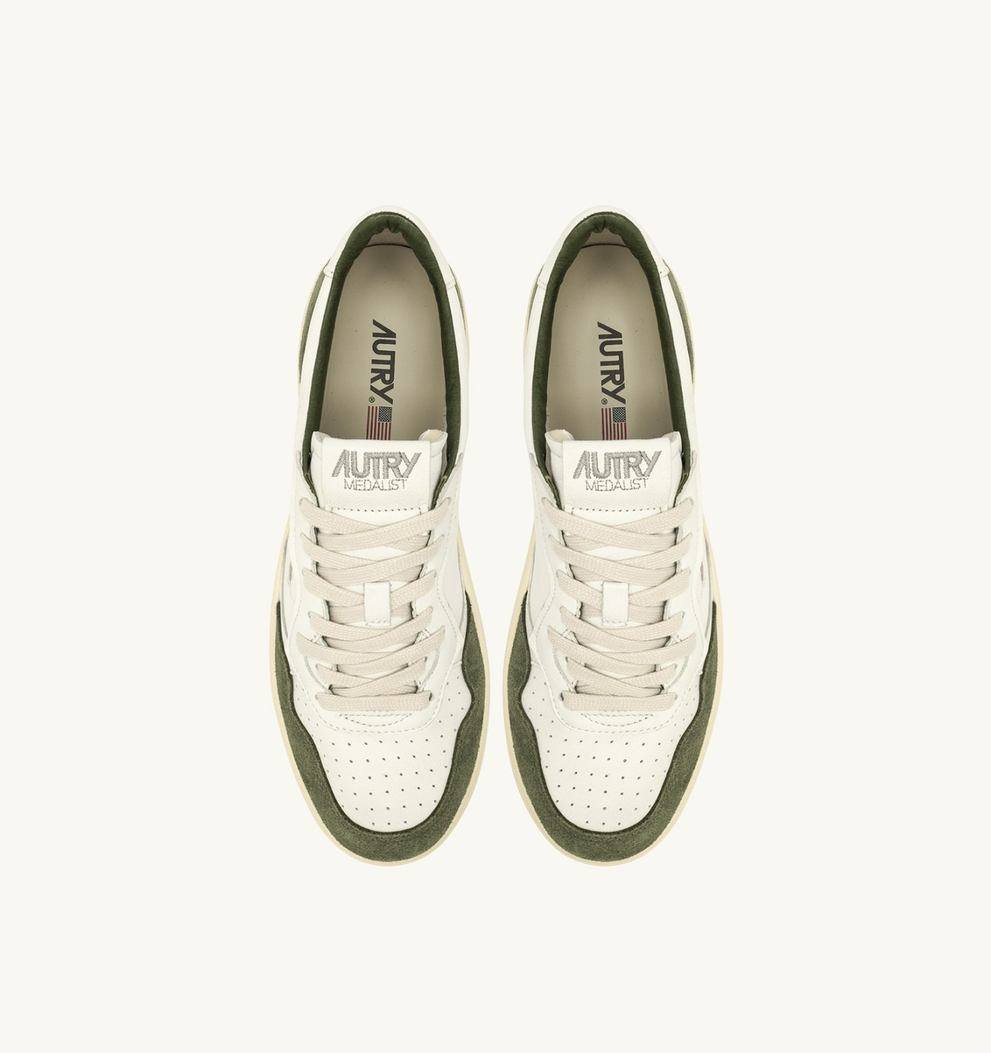 MEDALIST LOW SNEAKERS IN WHITE AND MILITARY LEATHER SUEDE - 7