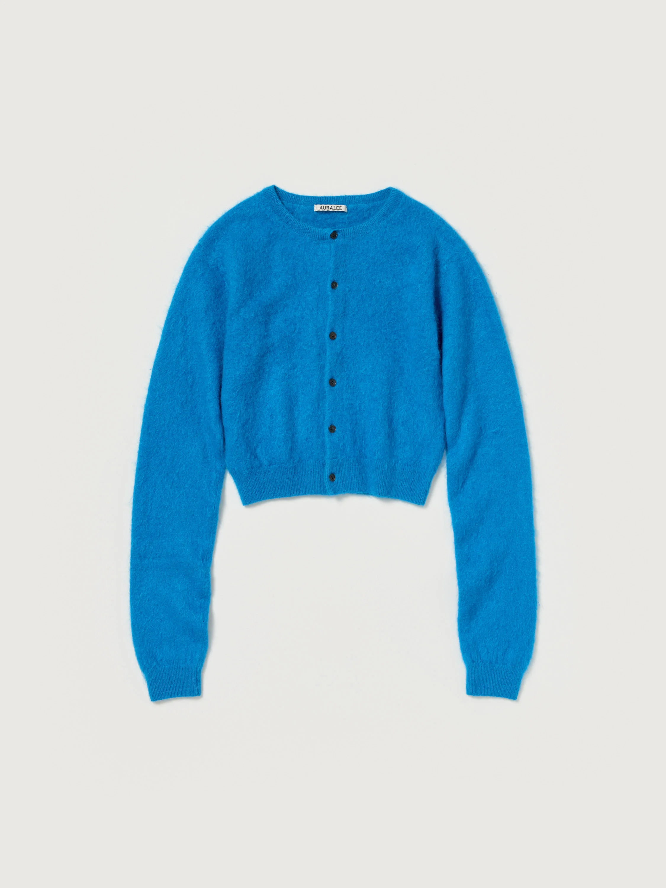 GARMENT-DYED BABY ALPACA FUR KNIT CREW-NECK CARDIGAN - 1