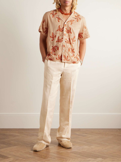 BODE Bougainvillea Camp-Collar Embroidered Cotton-Voile Shirt outlook