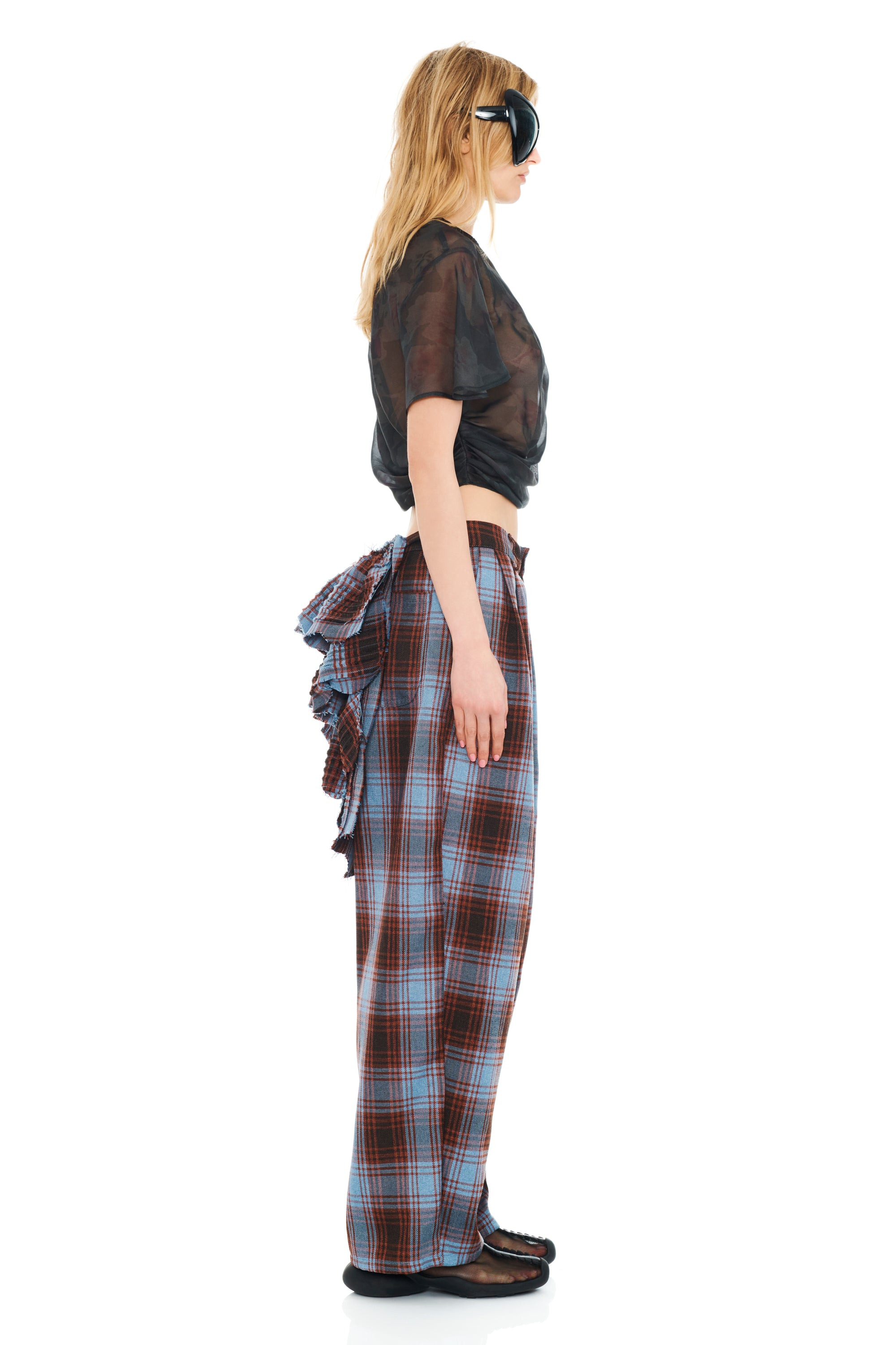 CRANBERRY SKY PLAID BUSTLE CATCHFLY PANT - 3