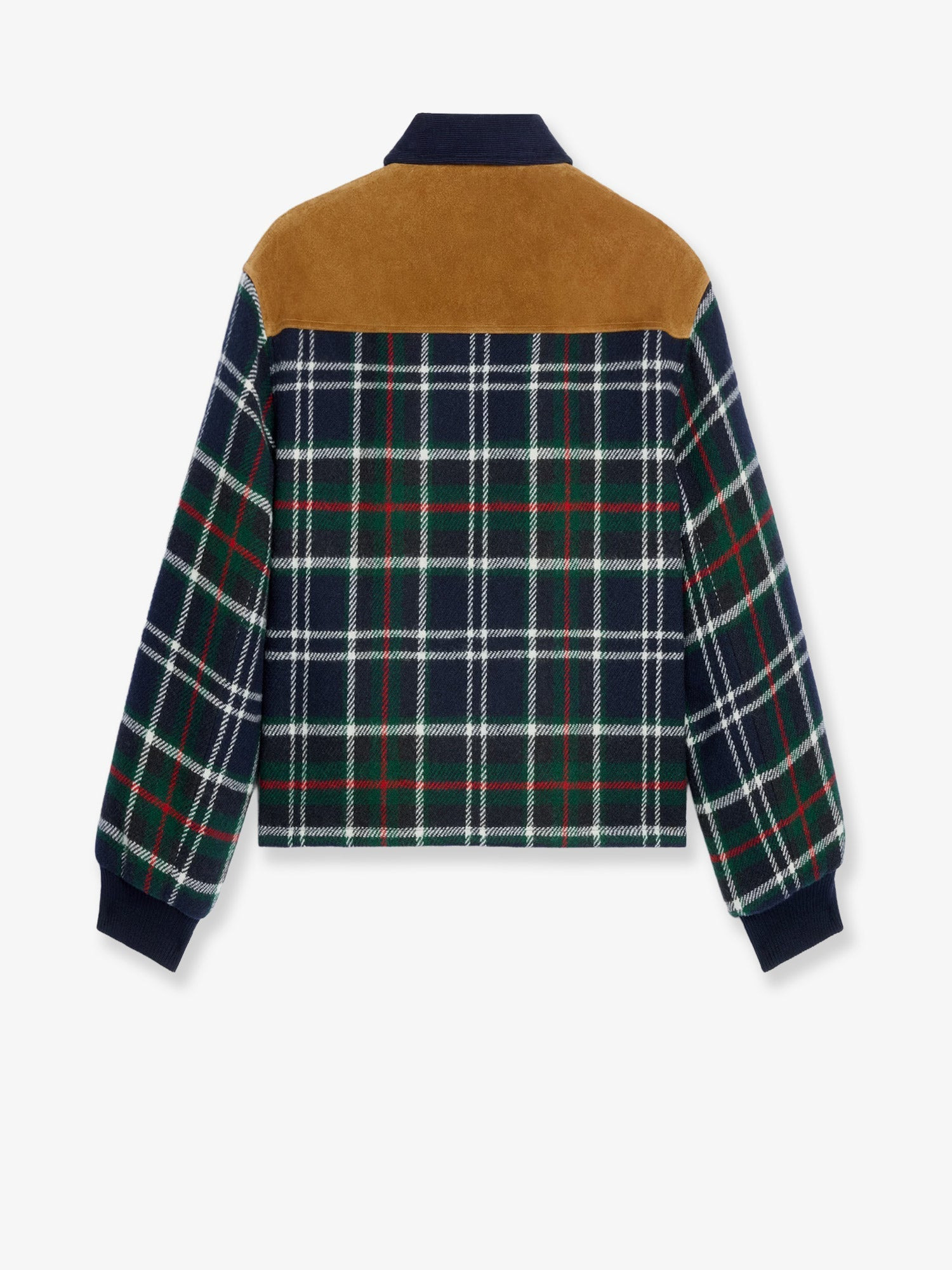 Celine Women Tartan Wool Jacket With Suede Inserts - 2