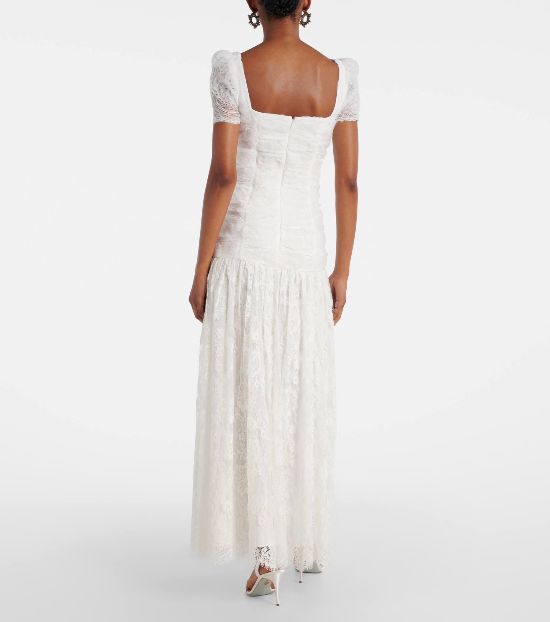 Ruched lace and tulle maxi dress - 3