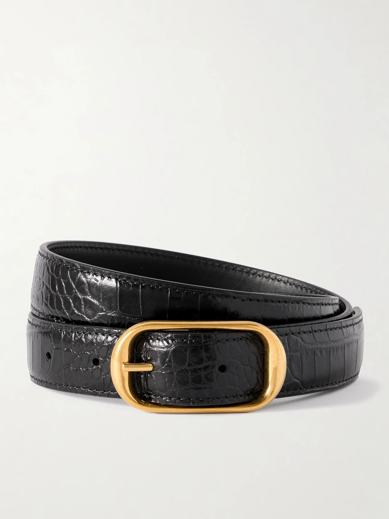 Reine Croc-effect Leather Belt - 1