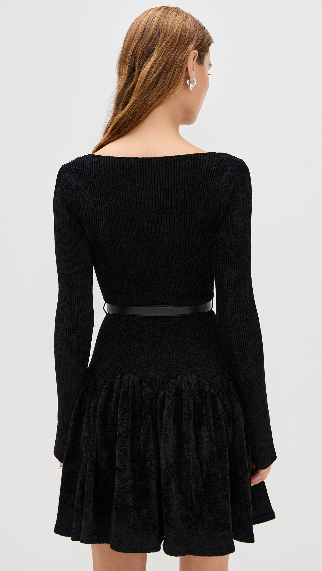 Black Chenille Knit Mini Dress - 2