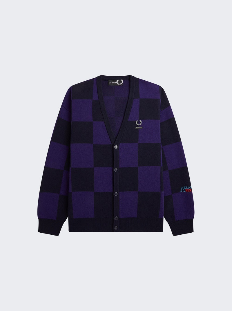 X Raf Simons Checkerboard Cardigan Navy - 1