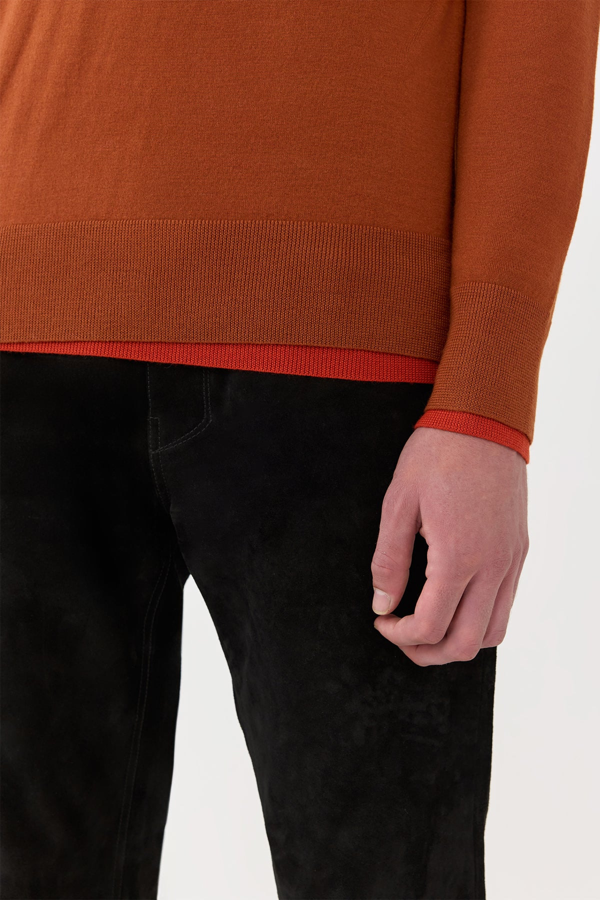Wells Knit Sweater in Rust & Antelope Orange Cashmere Silk - 5