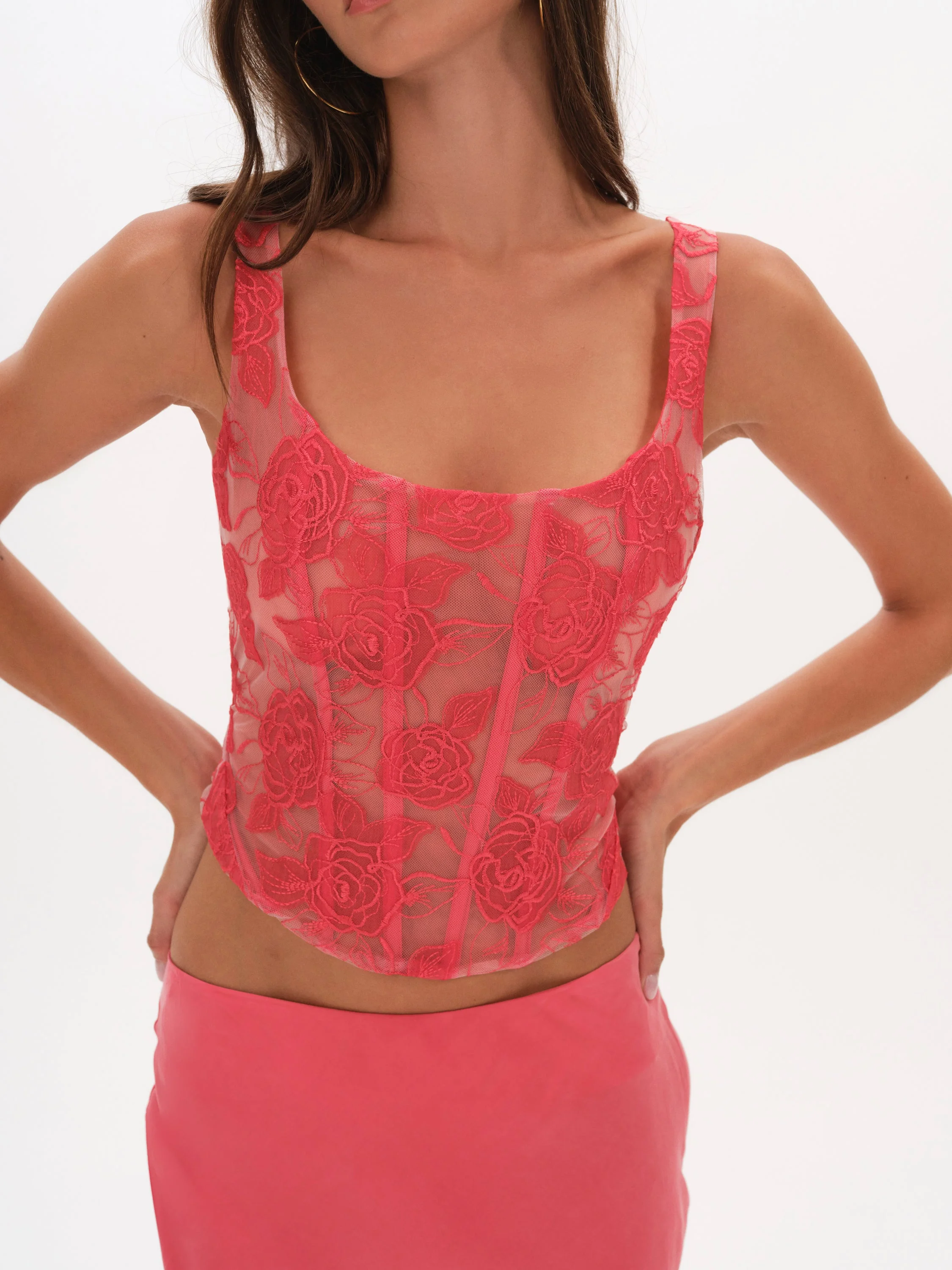 Embroidered Roses Corset Top - 1