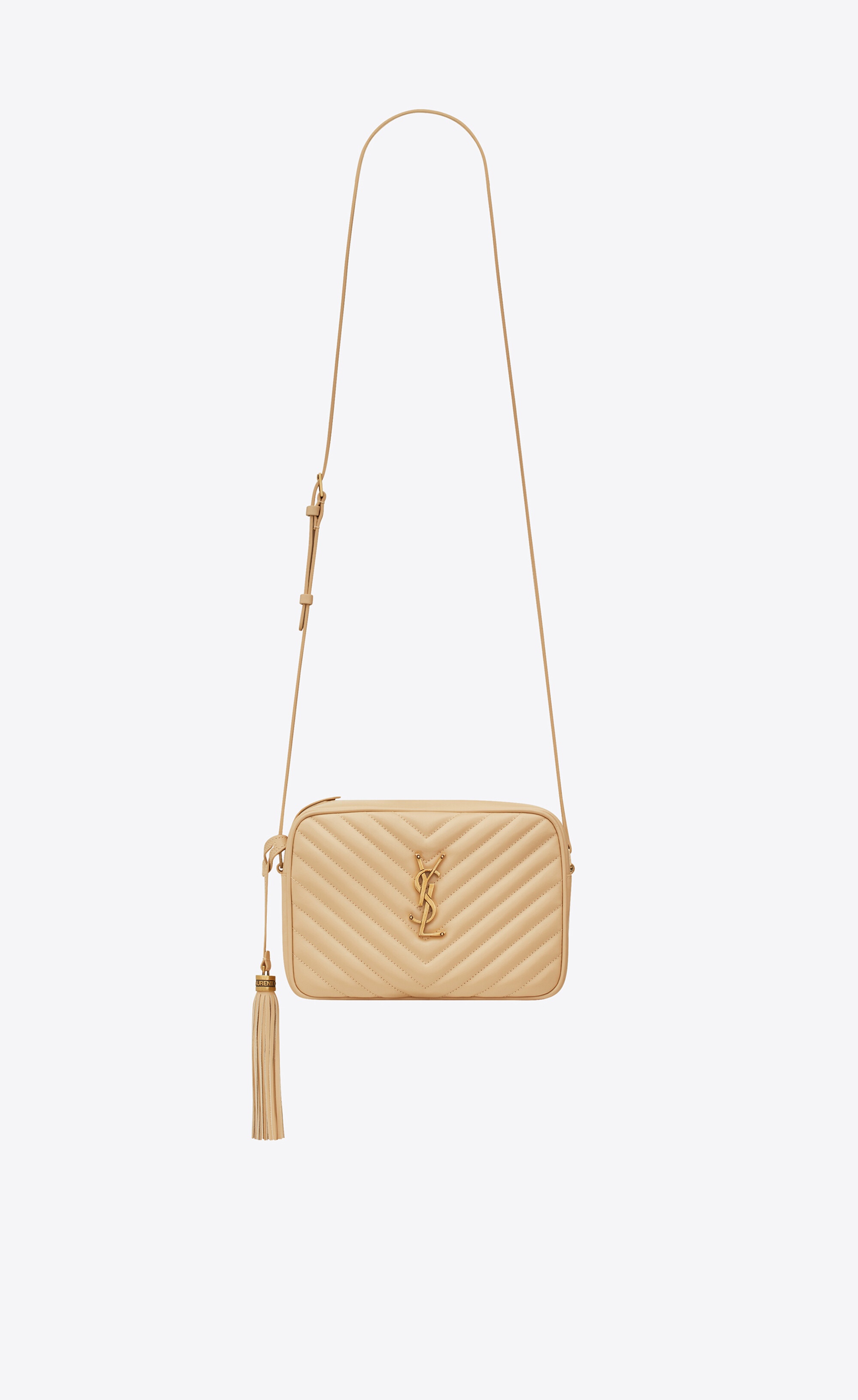 Lou camera bag in quilted suede and smooth leather