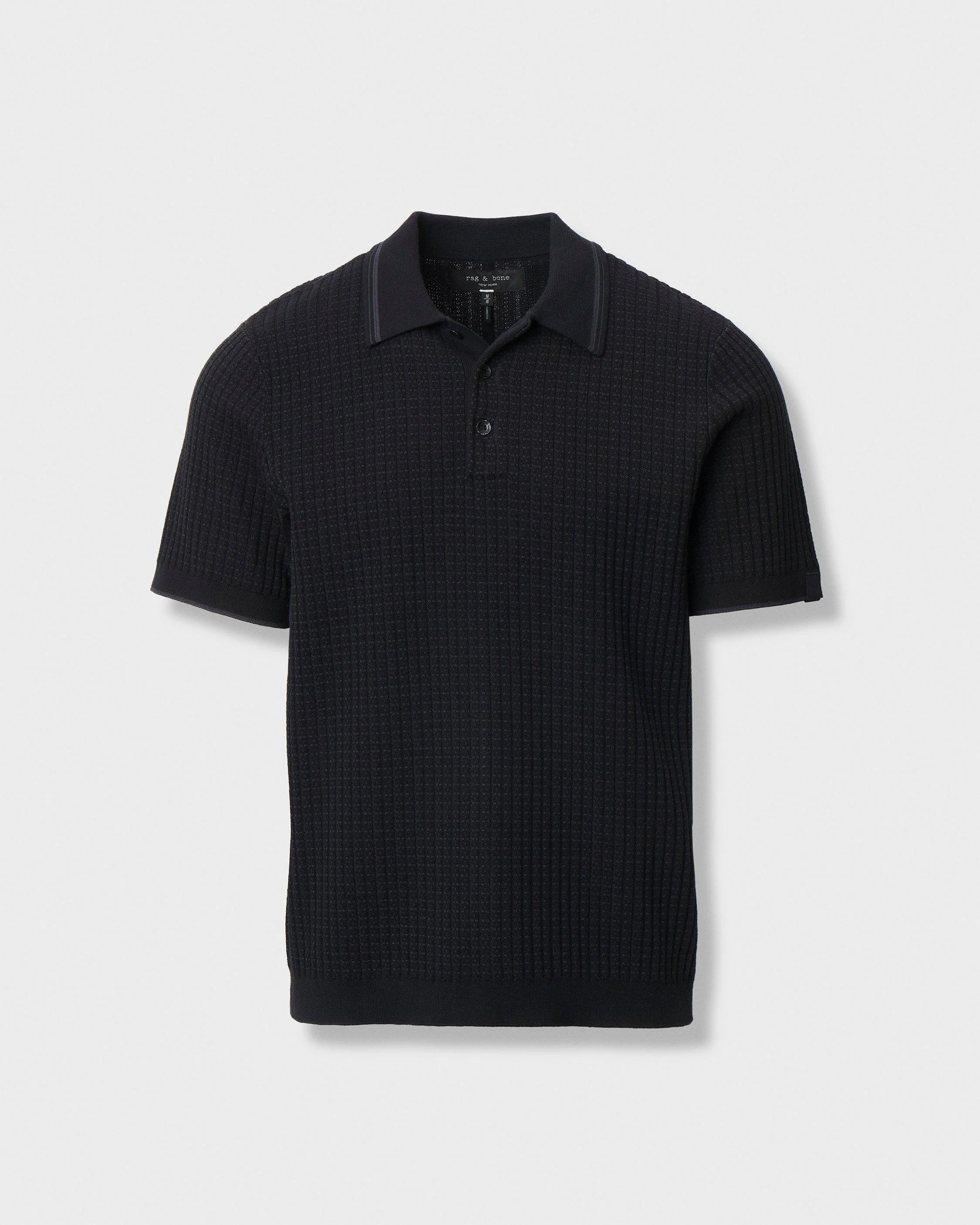 Harvey Rib-Knit Polo Shirt - 1