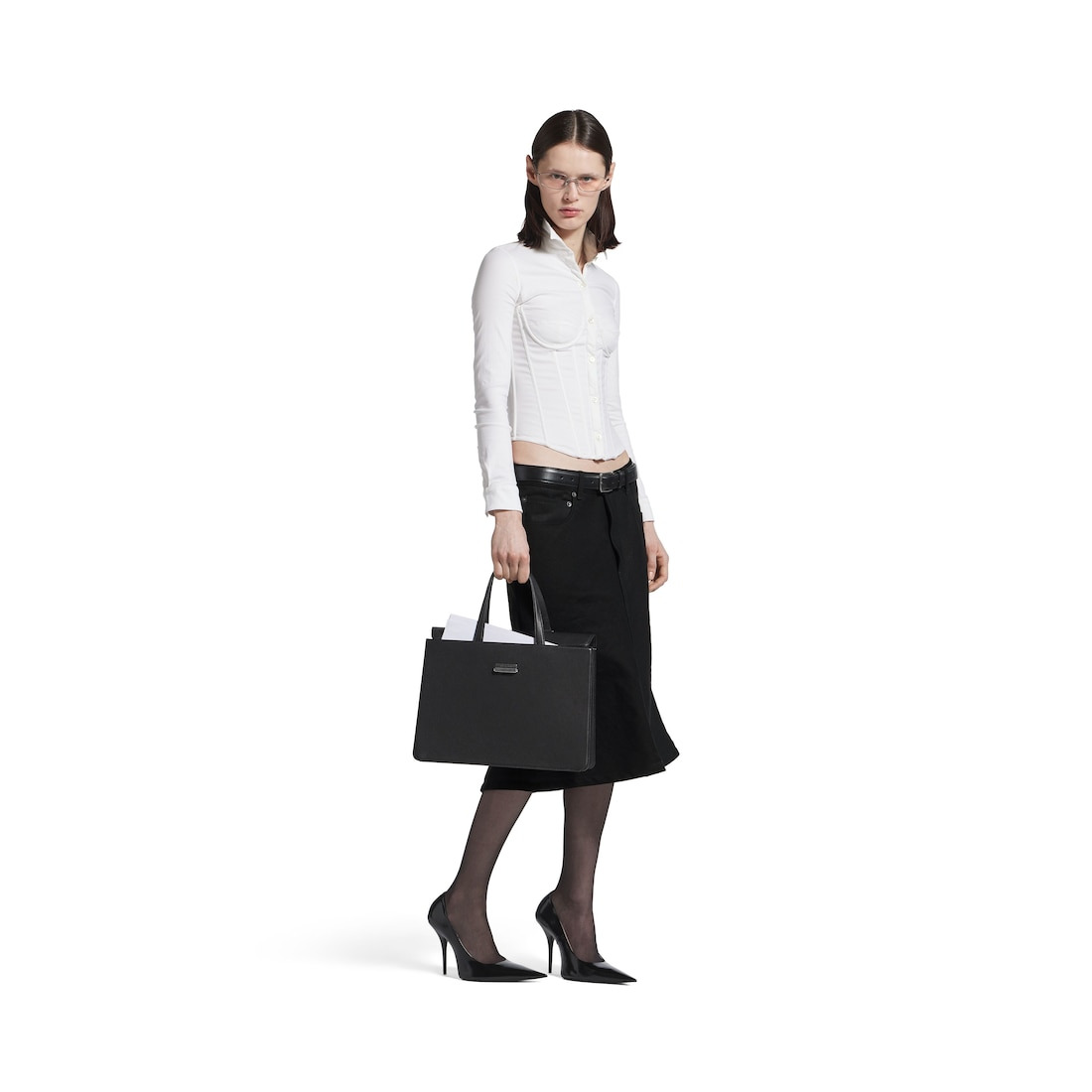 Women's Godet Midi Skirt in Black - 2