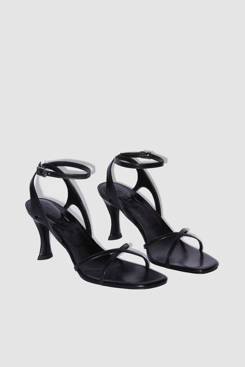 BY FAR Rosko Black Creased Calf Leather Sandal outlook