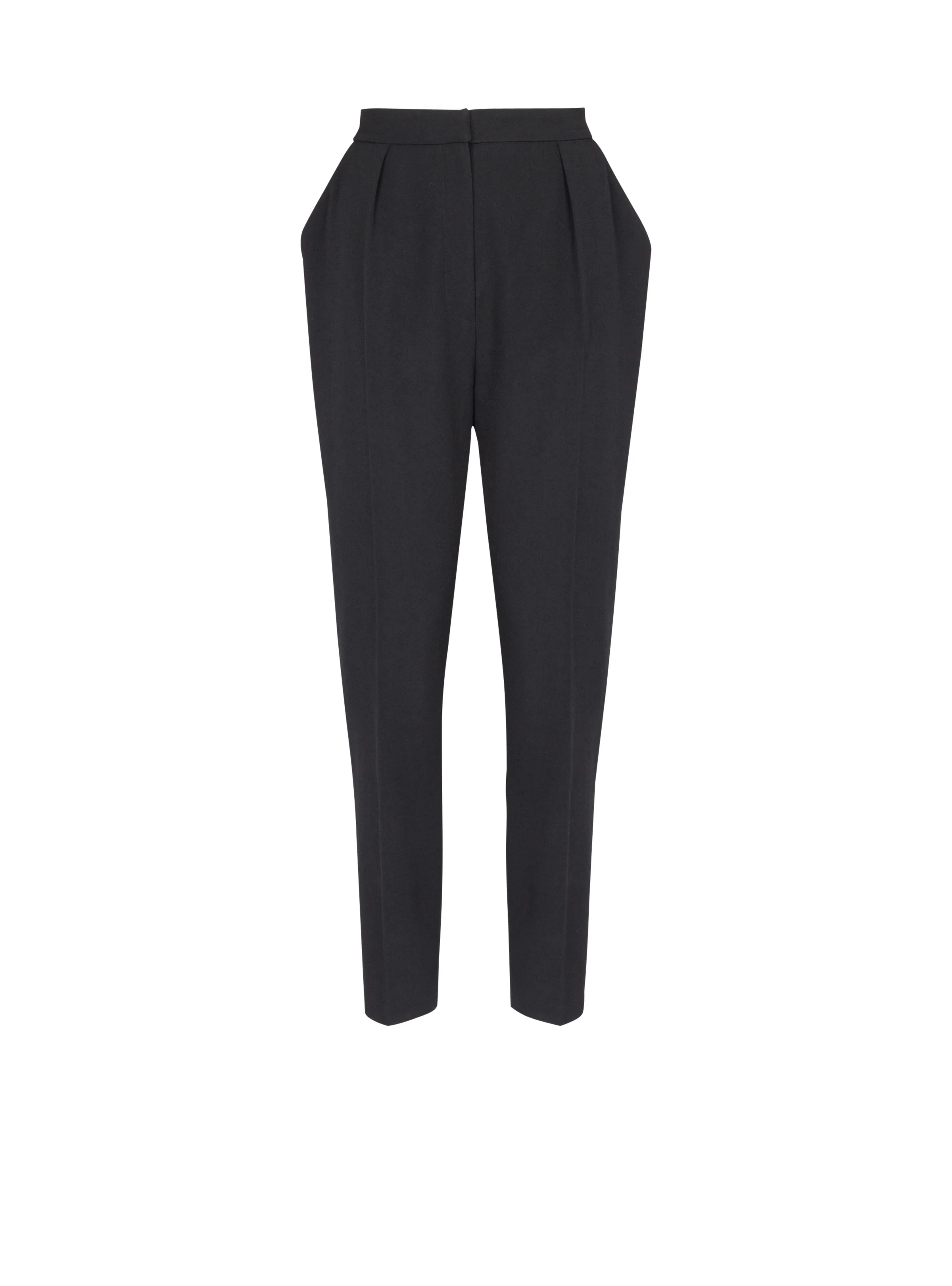 High-waisted grain de poudre trousers - 1