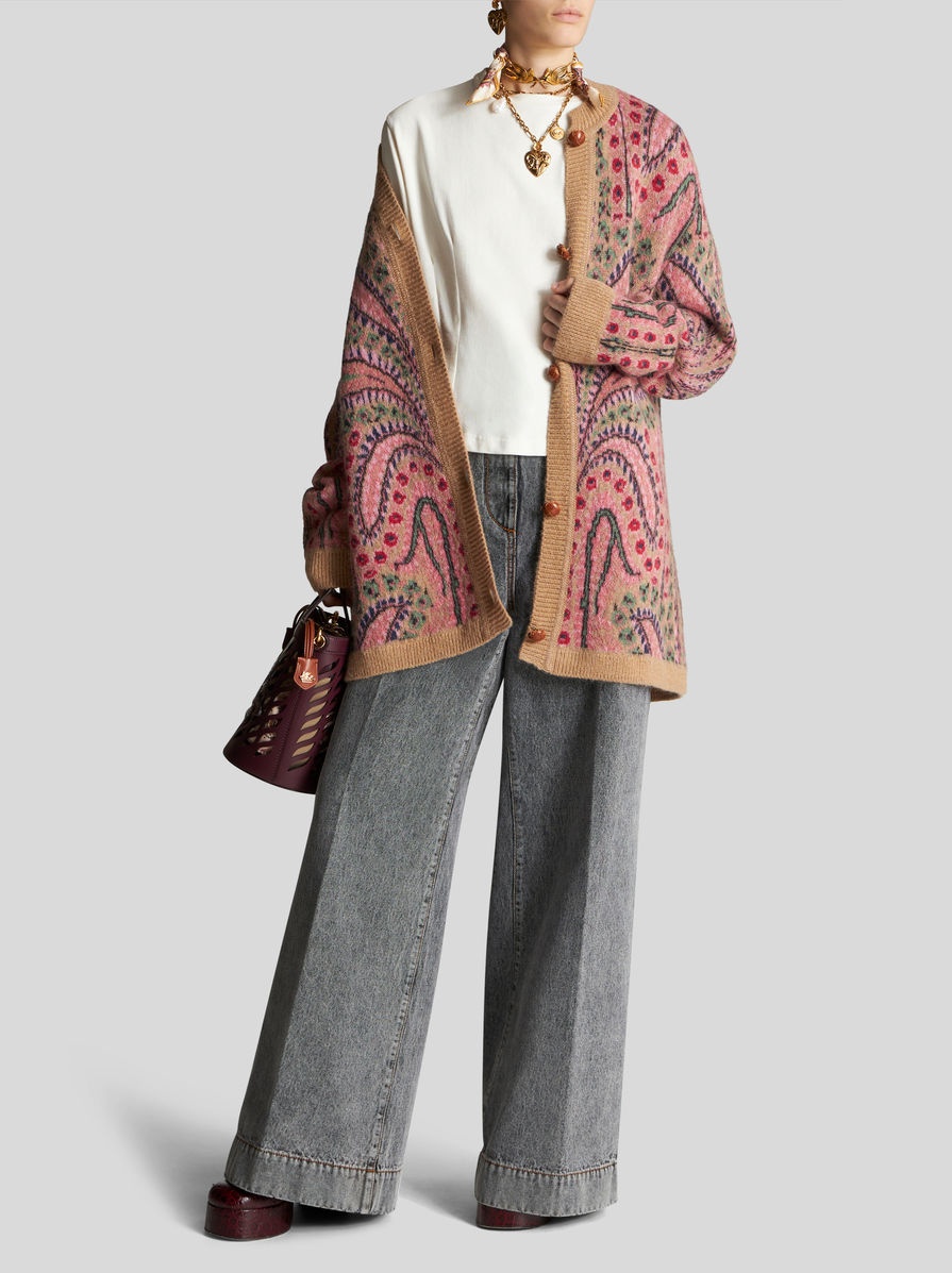 ROUND NECK JACQUARD CARDIGAN - 3