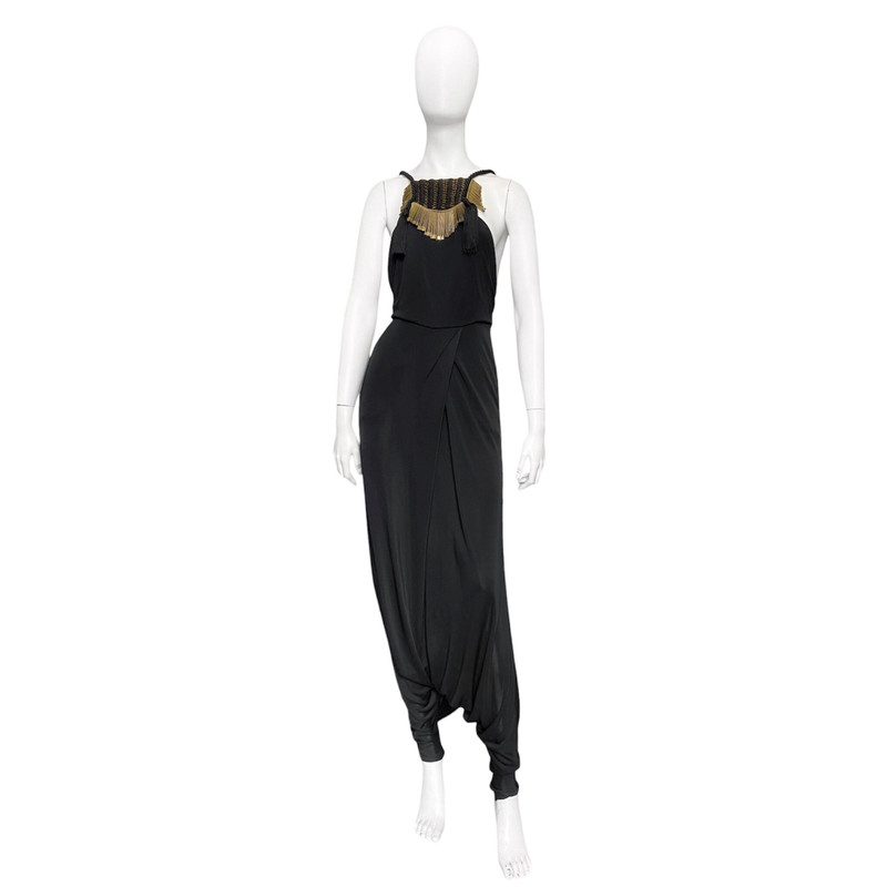 Gucci spring 2011 gold embossed black drop-crotch jumpsuit - 1