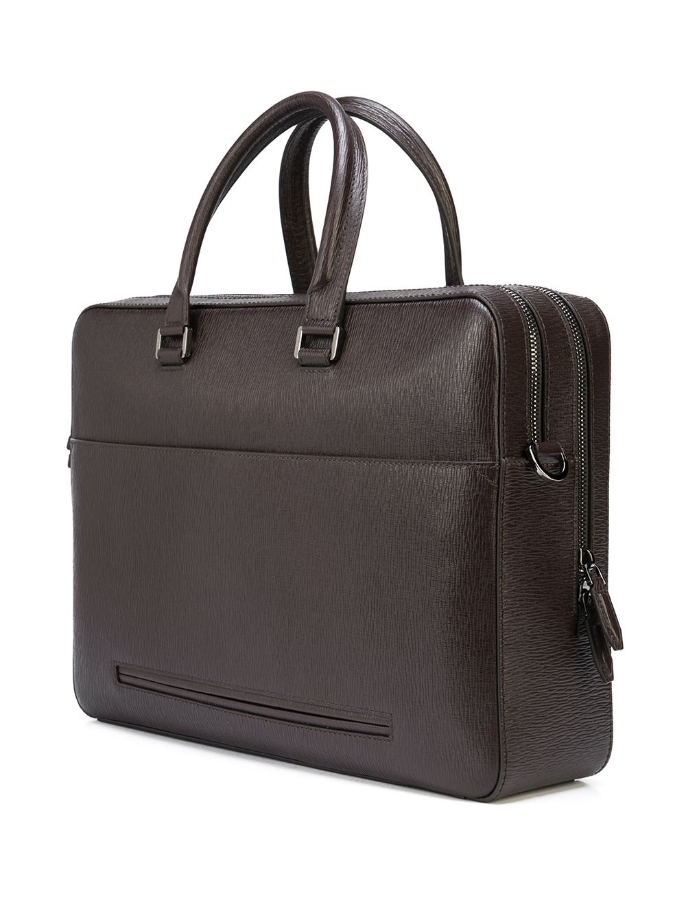 zip-up leather briefcase - 3