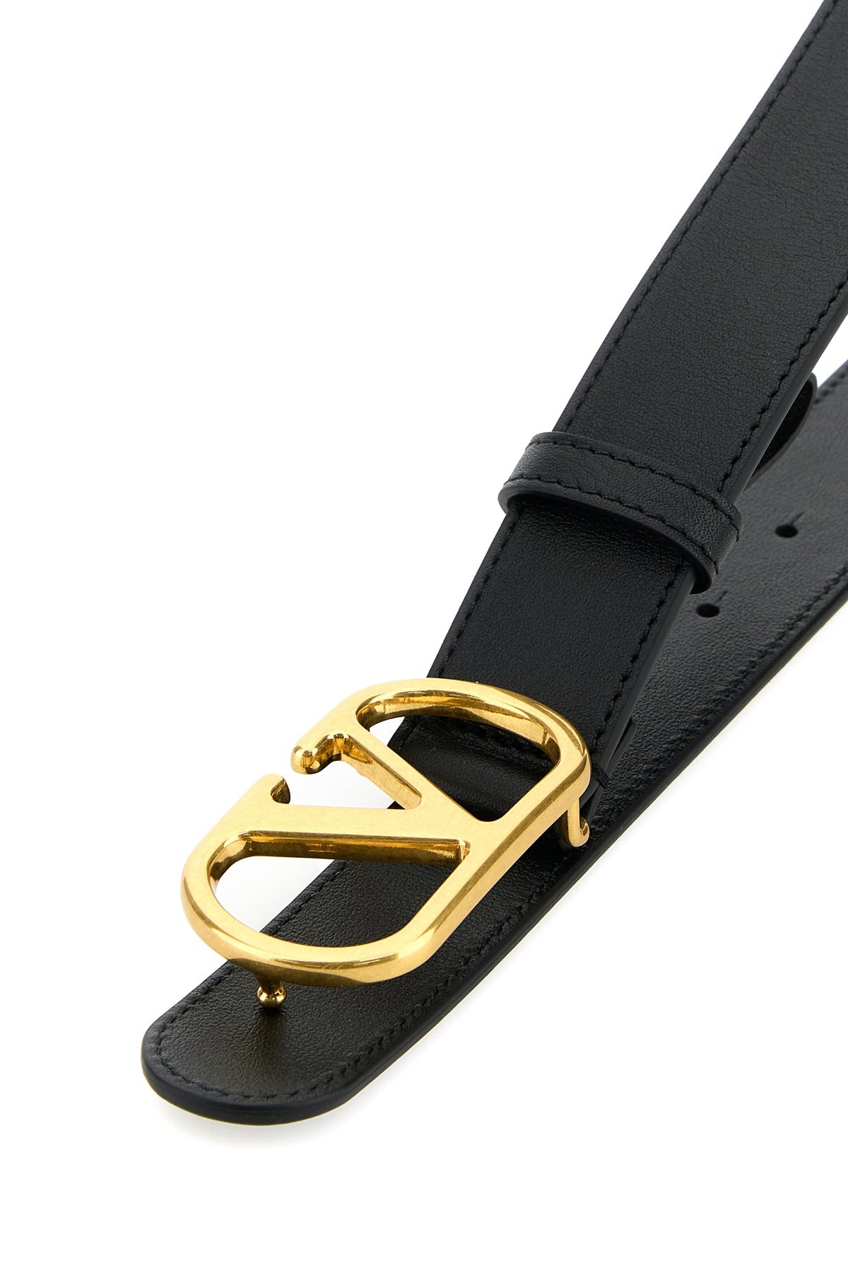 Black leather VLogo belt - 4