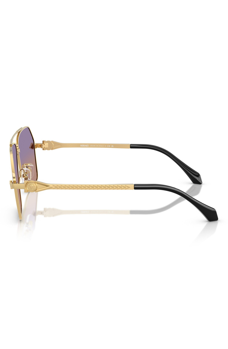 Versace 63mm Pilot Sunglasses in Gold /Orange Violet 3