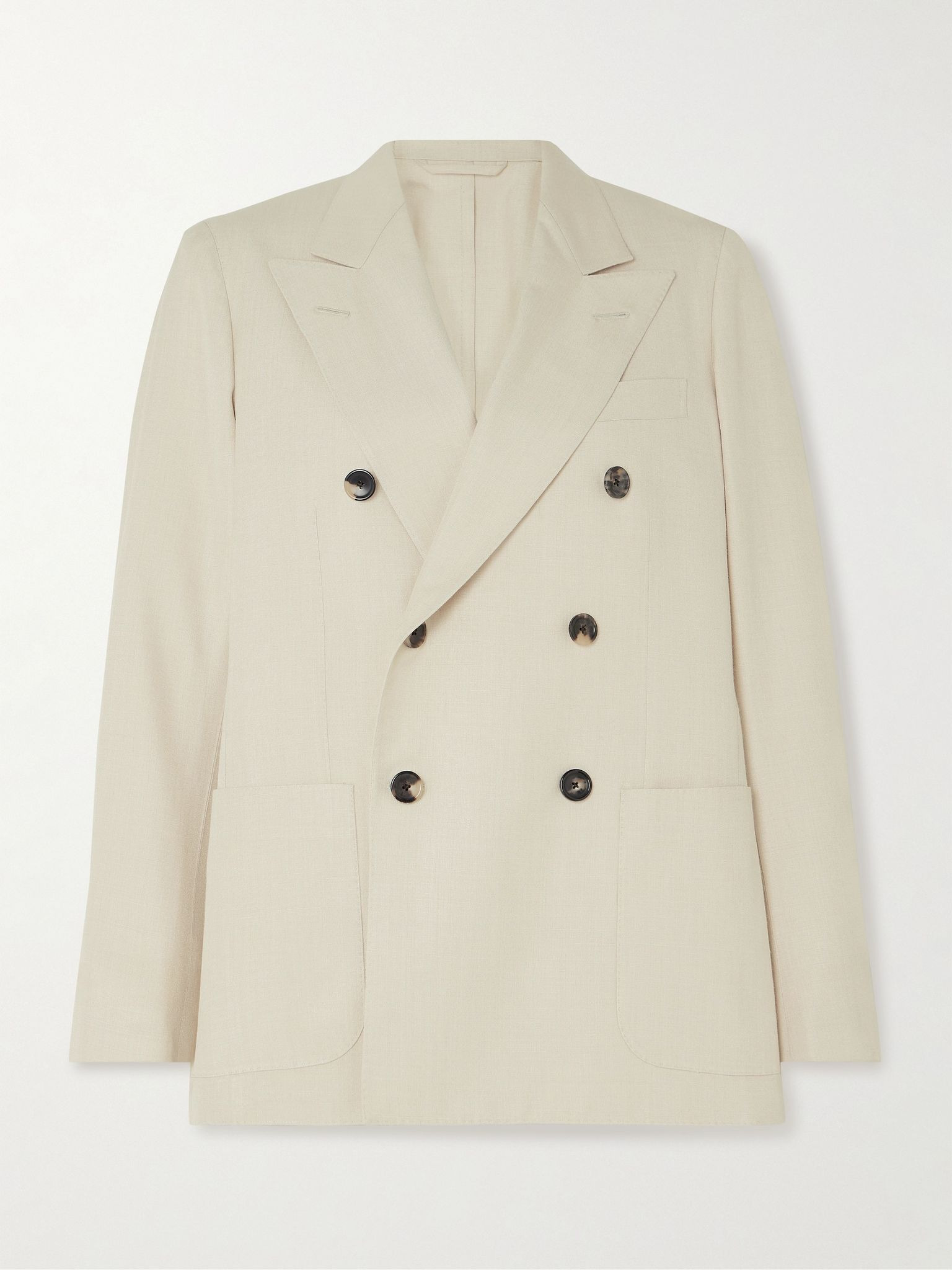 Double-breasted silk-dupioni blazer Cream - 1