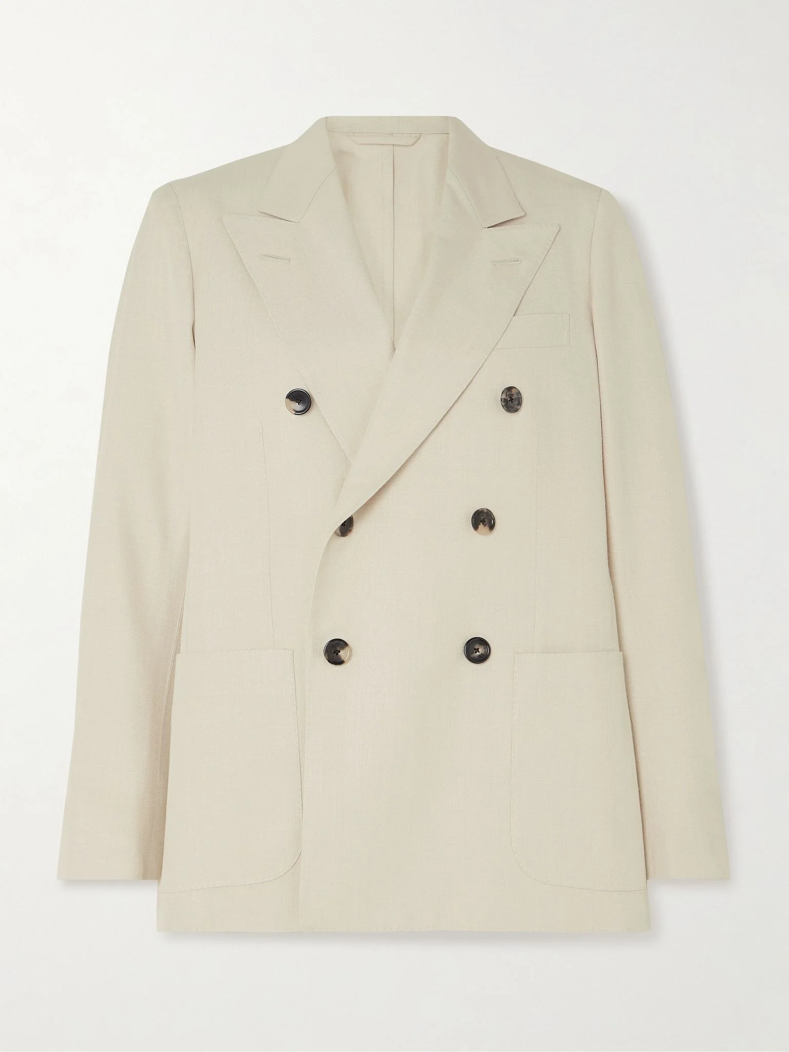 Double-breasted silk-dupioni blazer Cream - 1