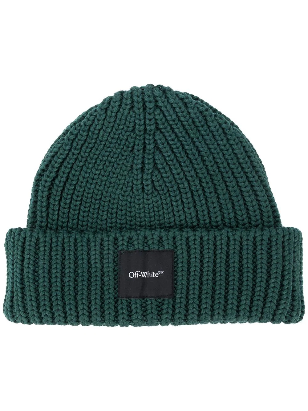 logo-patch ribbed beanie - 1